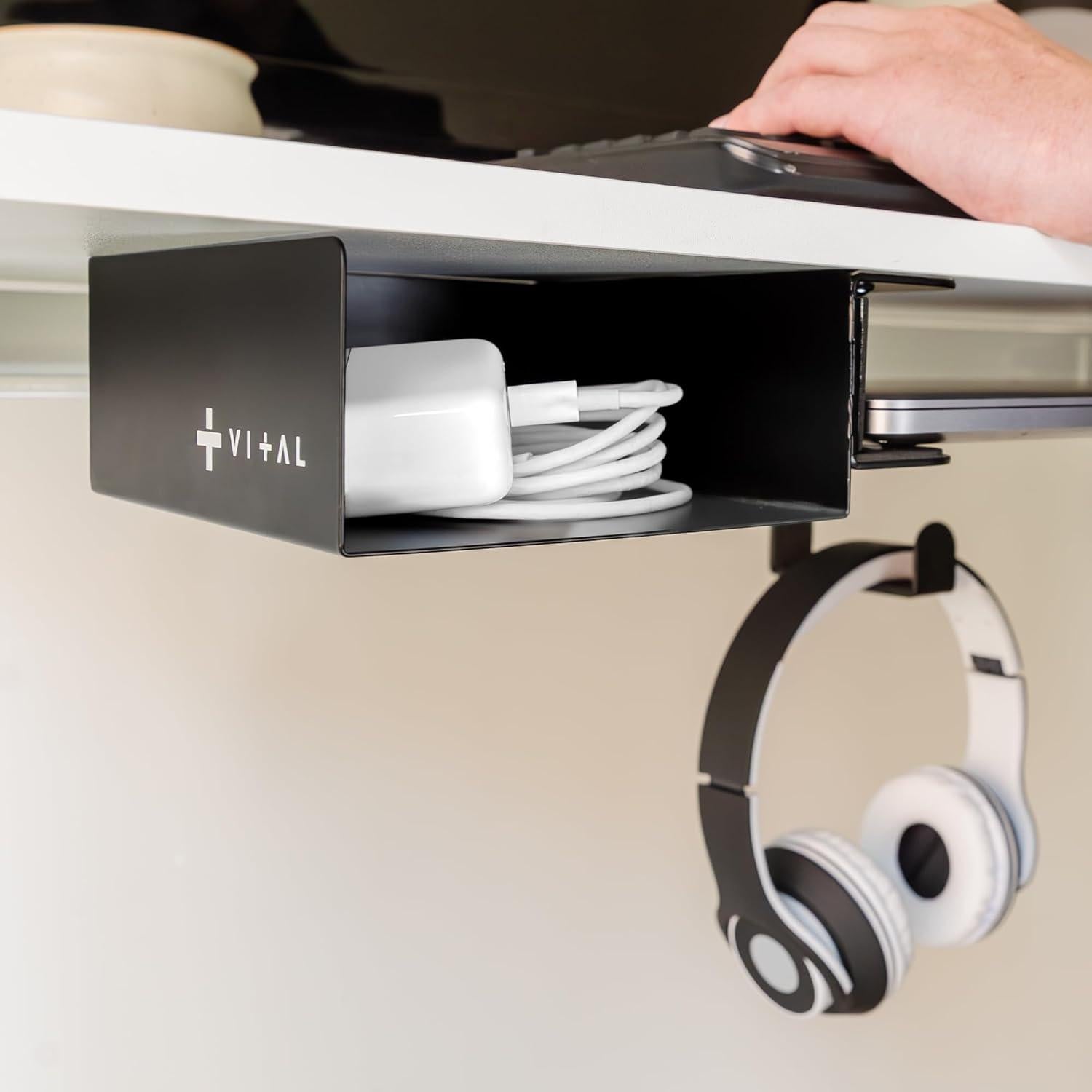 Soporte para Laptop Bajo Escritorio VI+AL - Almacenamiento y Gestión de Cables