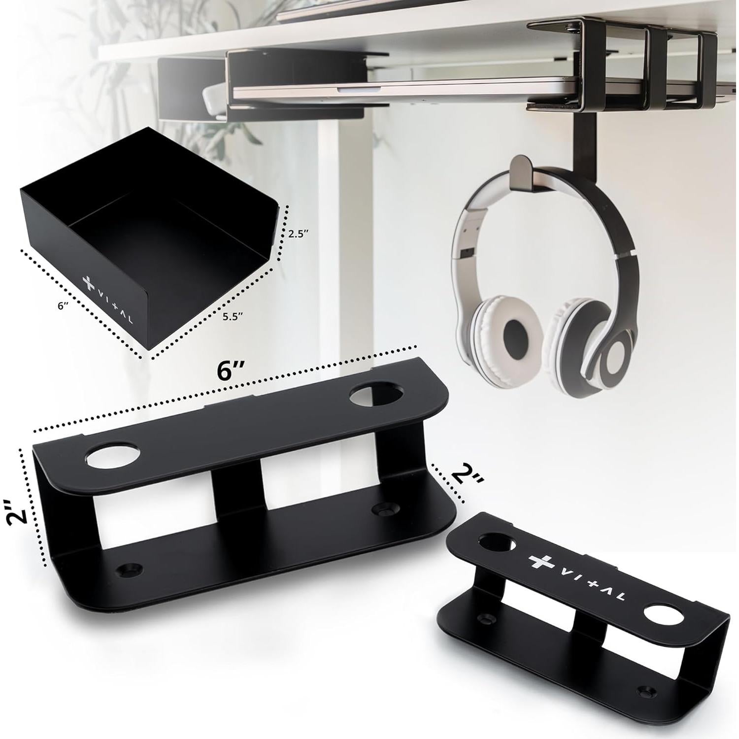 Soporte para Laptop Bajo Escritorio VI+AL - Almacenamiento y Gestión de Cables