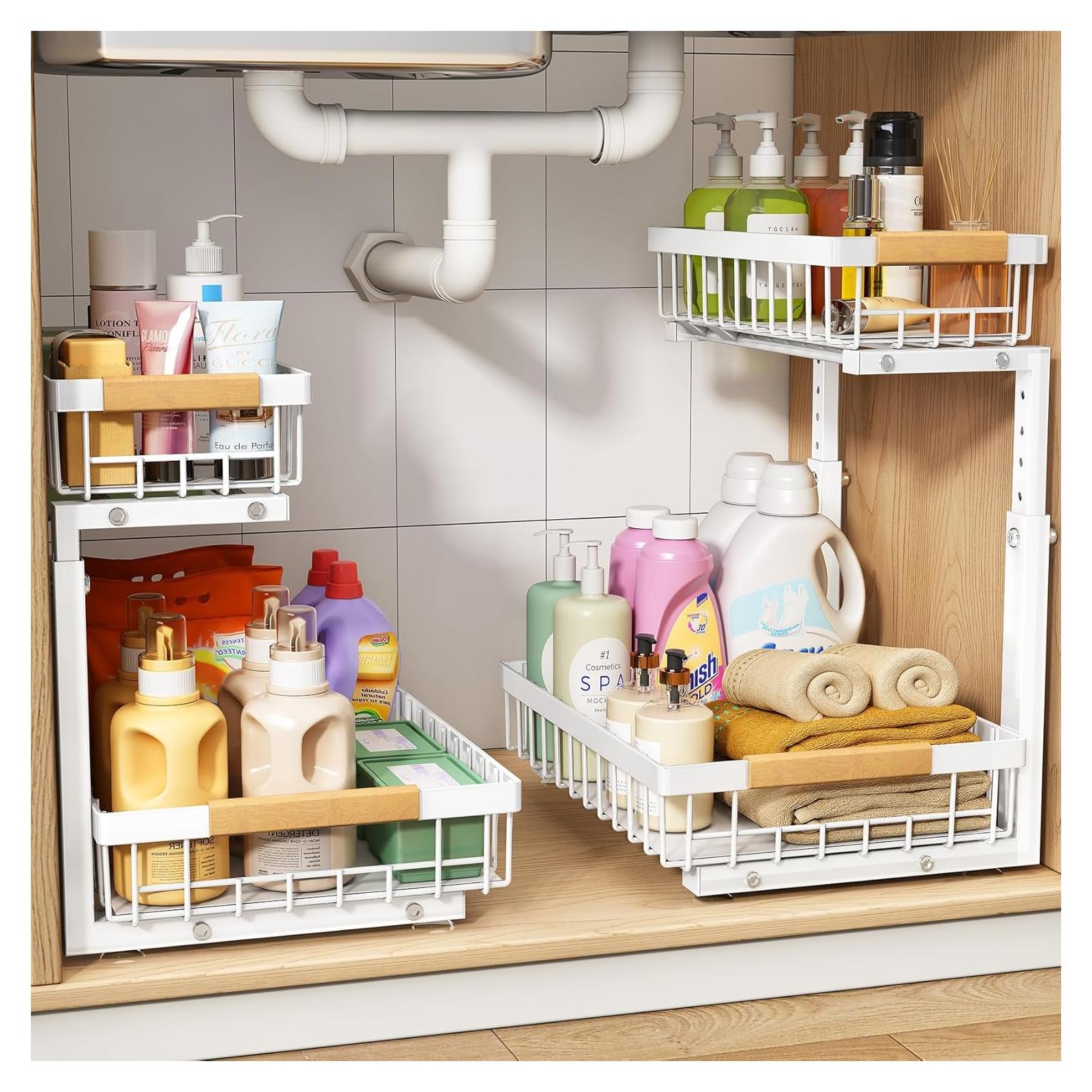 Organizador Bajo Fregadero PXRACK 2 Niveles Ajustable Blanco