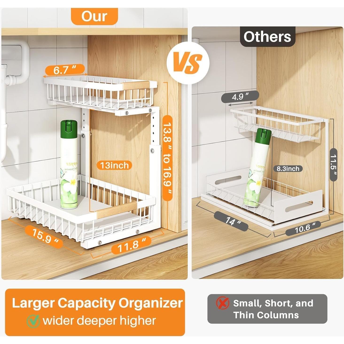 Organizador Bajo Fregadero PXRACK 2 Niveles Ajustable Blanco