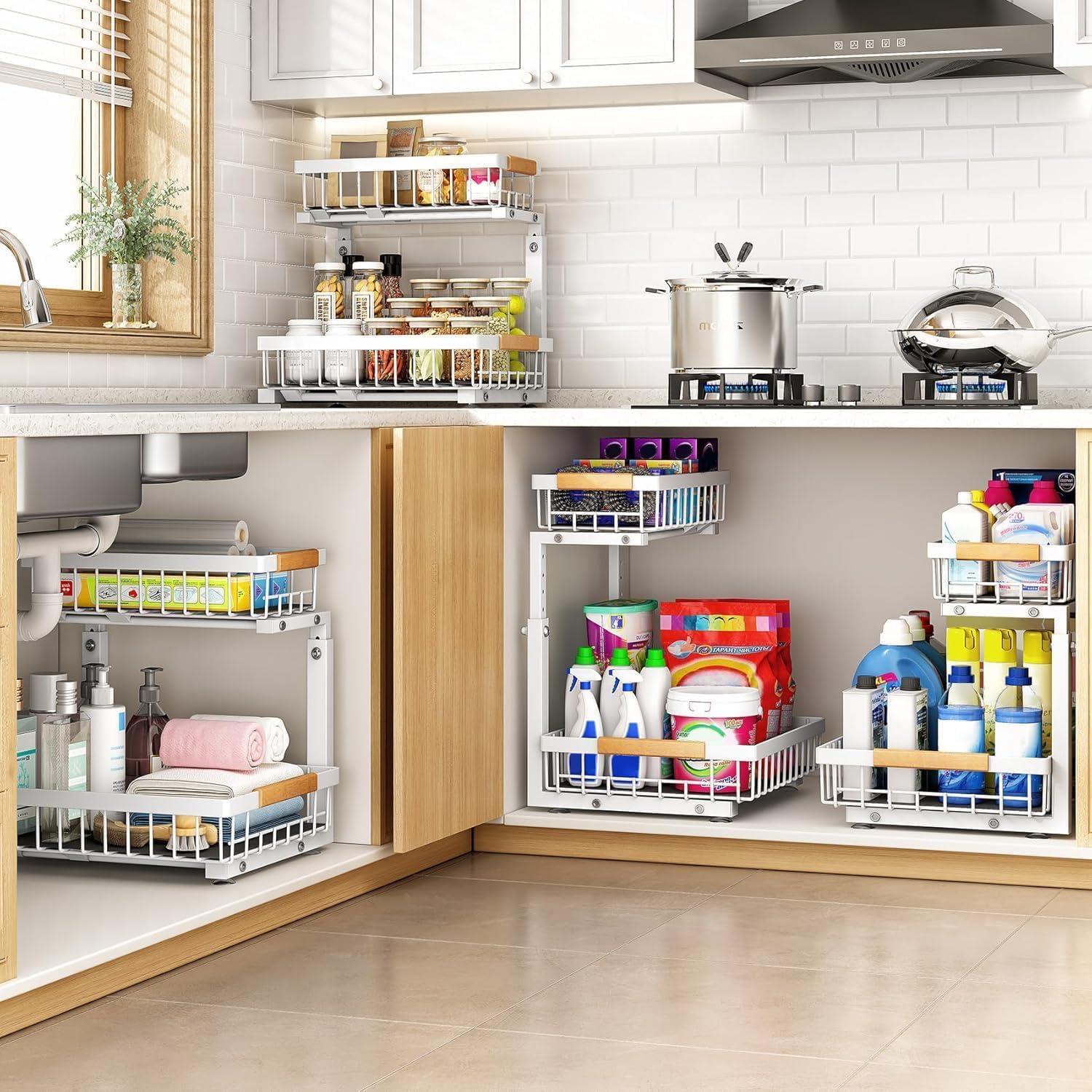 Organizador Bajo Fregadero PXRACK 2 Niveles Ajustable Blanco