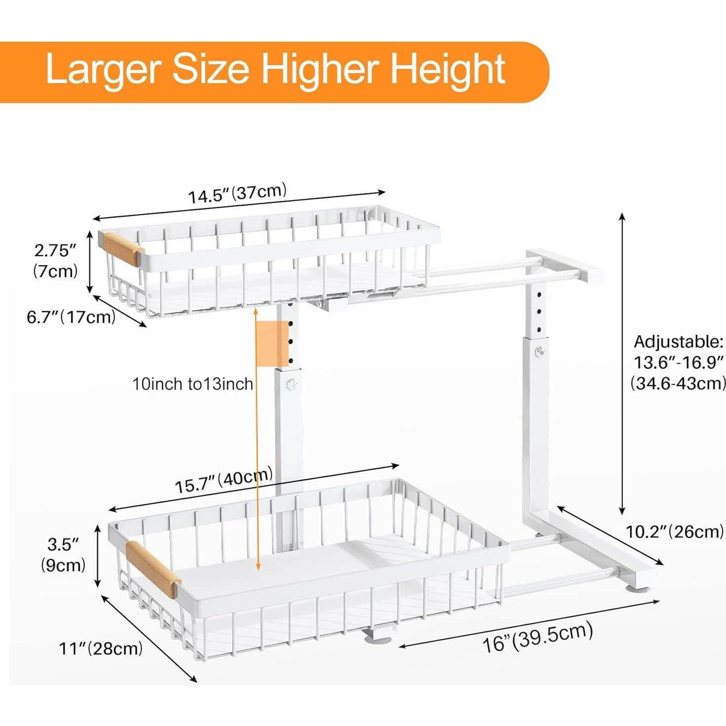 Organizador Bajo Fregadero PXRACK 2 Niveles Ajustable Blanco
