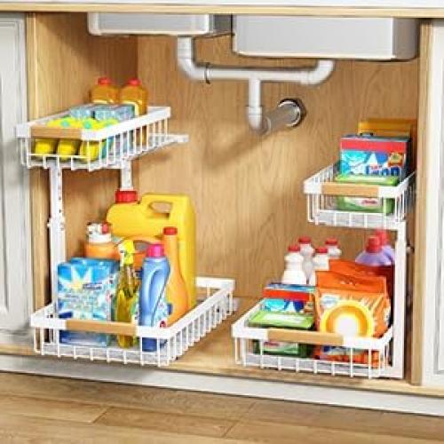 Organizador Bajo Fregadero PXRACK 2 Niveles Ajustable Blanco