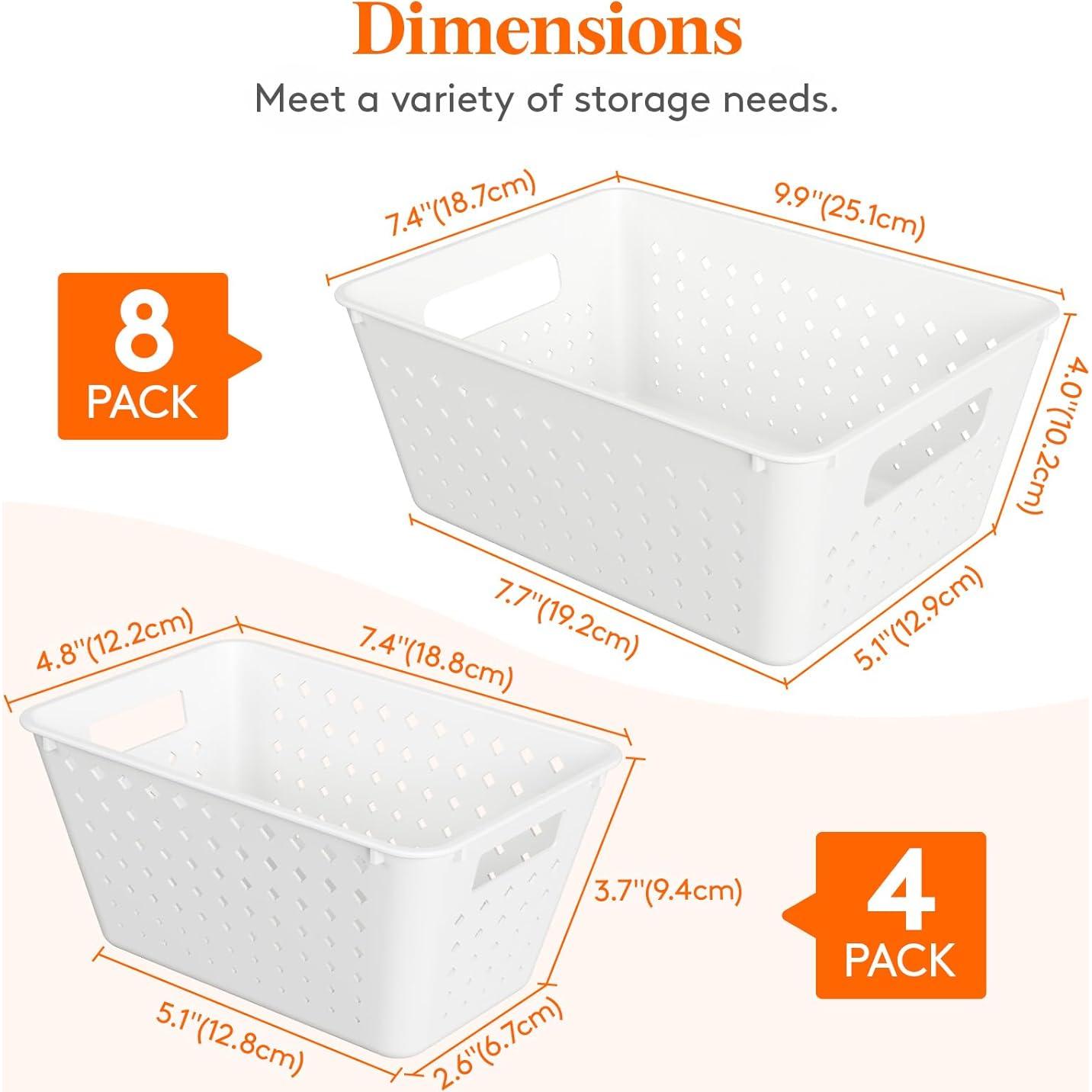 Cestas de Almacenamiento Apilables Lifewit - 12 Piezas, Plástico Blanco