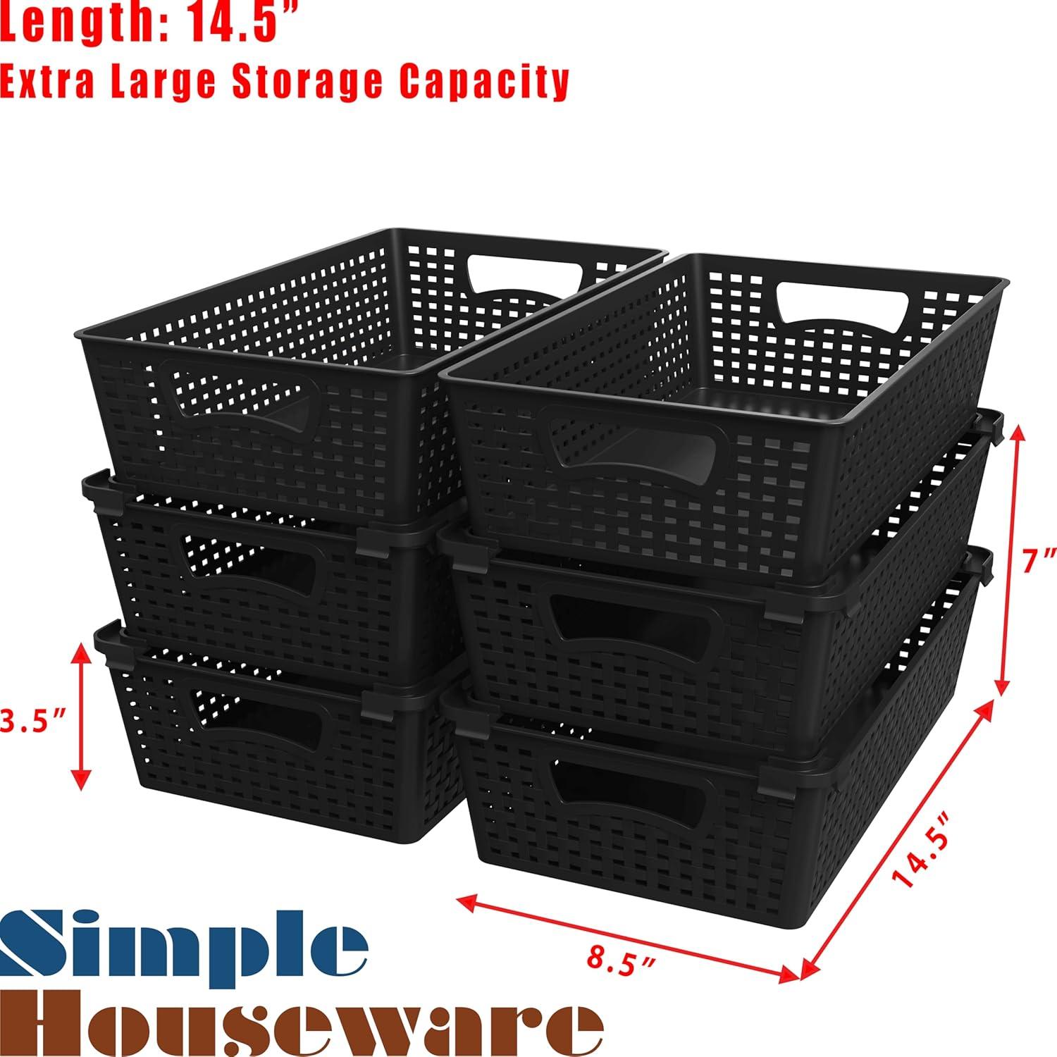 Organizador de Cestas Apilables Simple Houseware 6 Pzas Negro