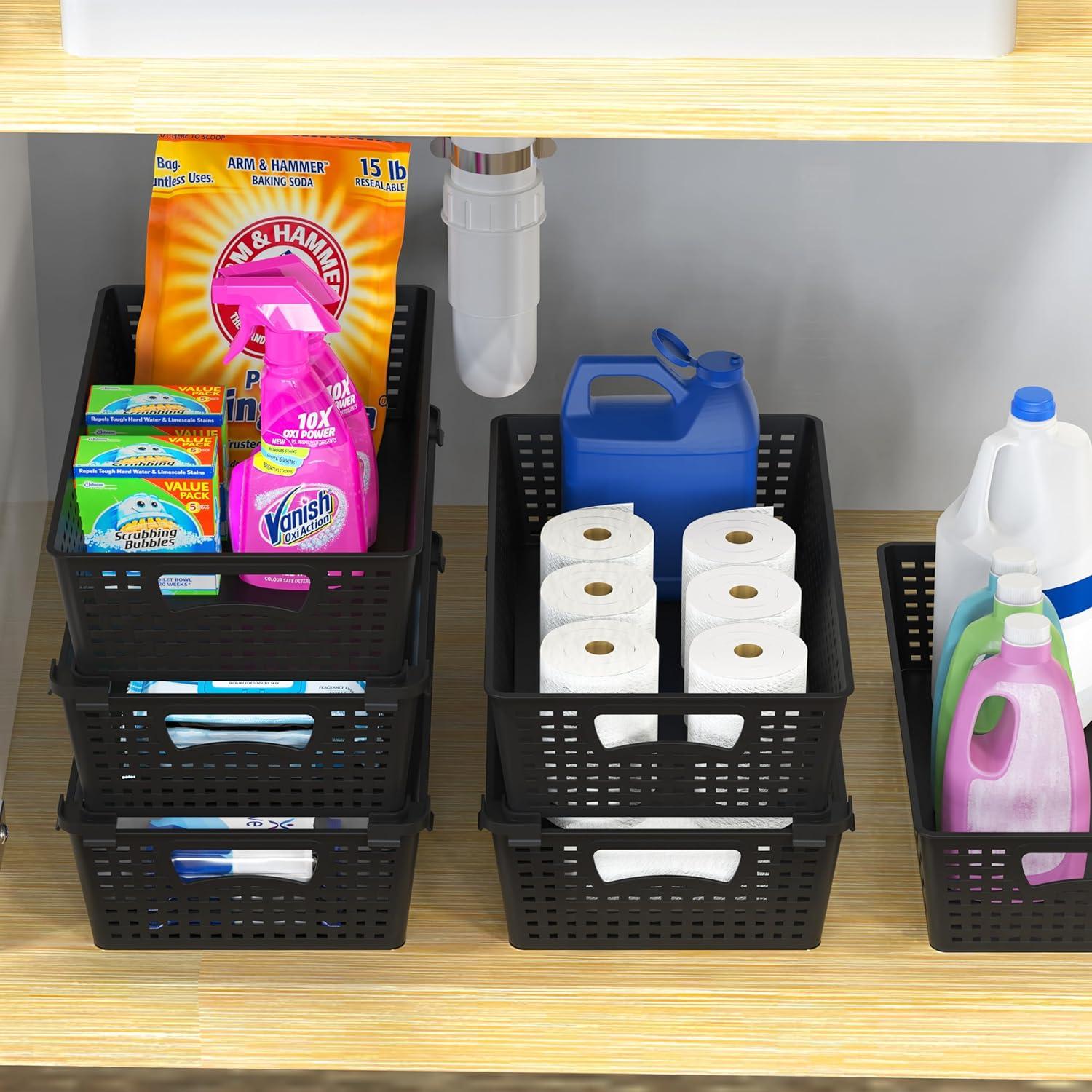 Organizador de Cestas Apilables Simple Houseware 6 Pzas Negro