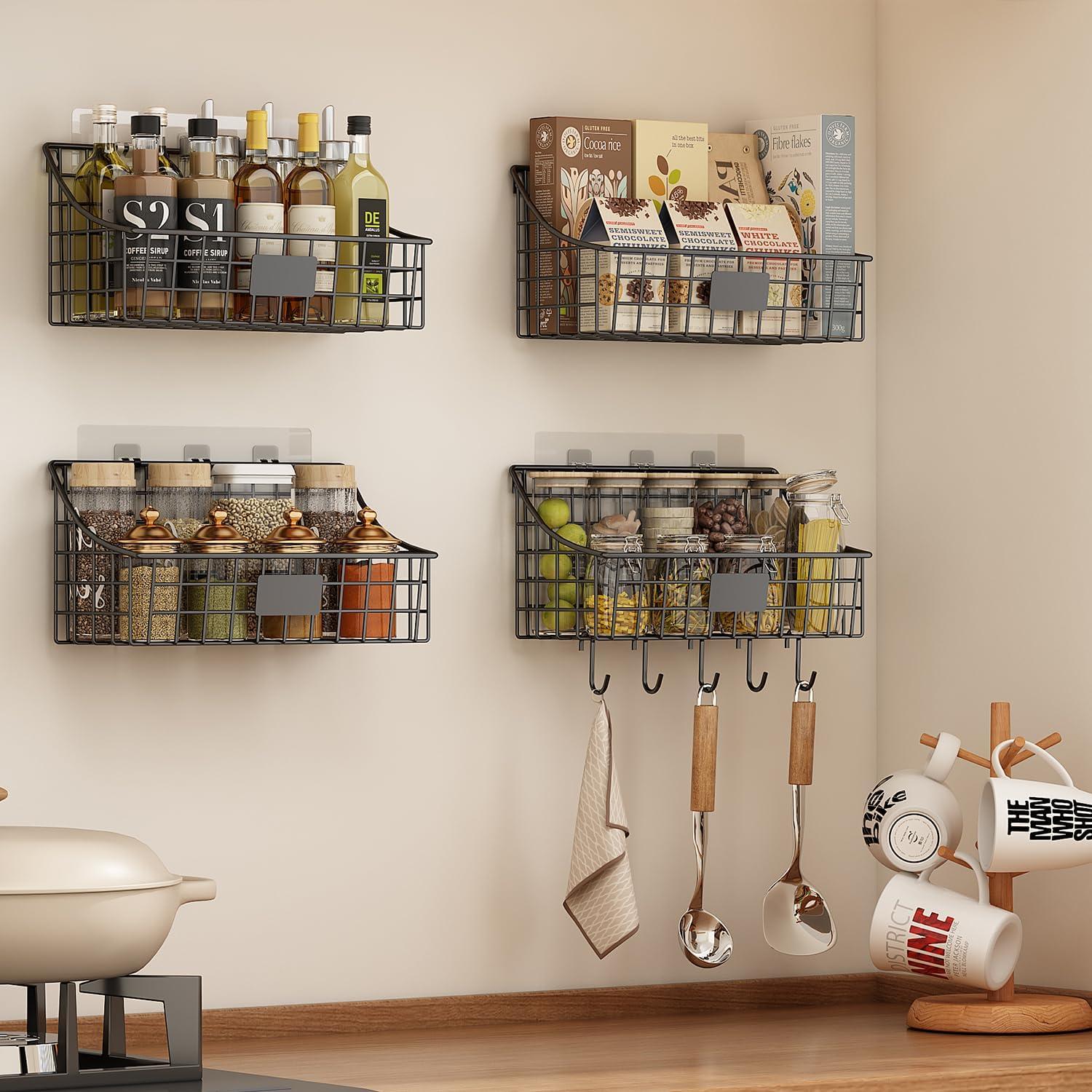 Cestas Colgantes de Alambre Sonyabecca 4 Pack para Baño y Cocina