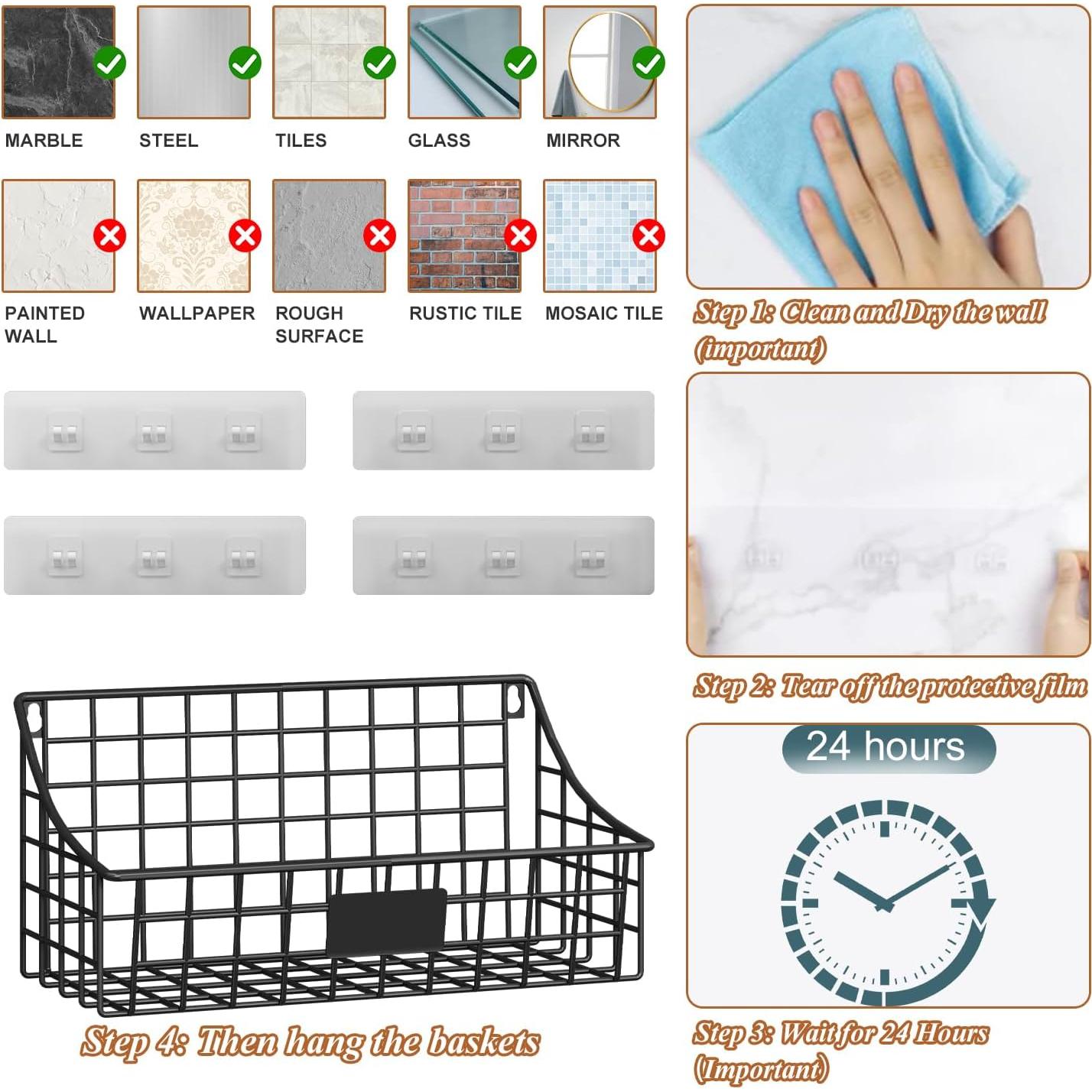 Cestas Colgantes de Alambre Sonyabecca 4 Pack para Baño y Cocina