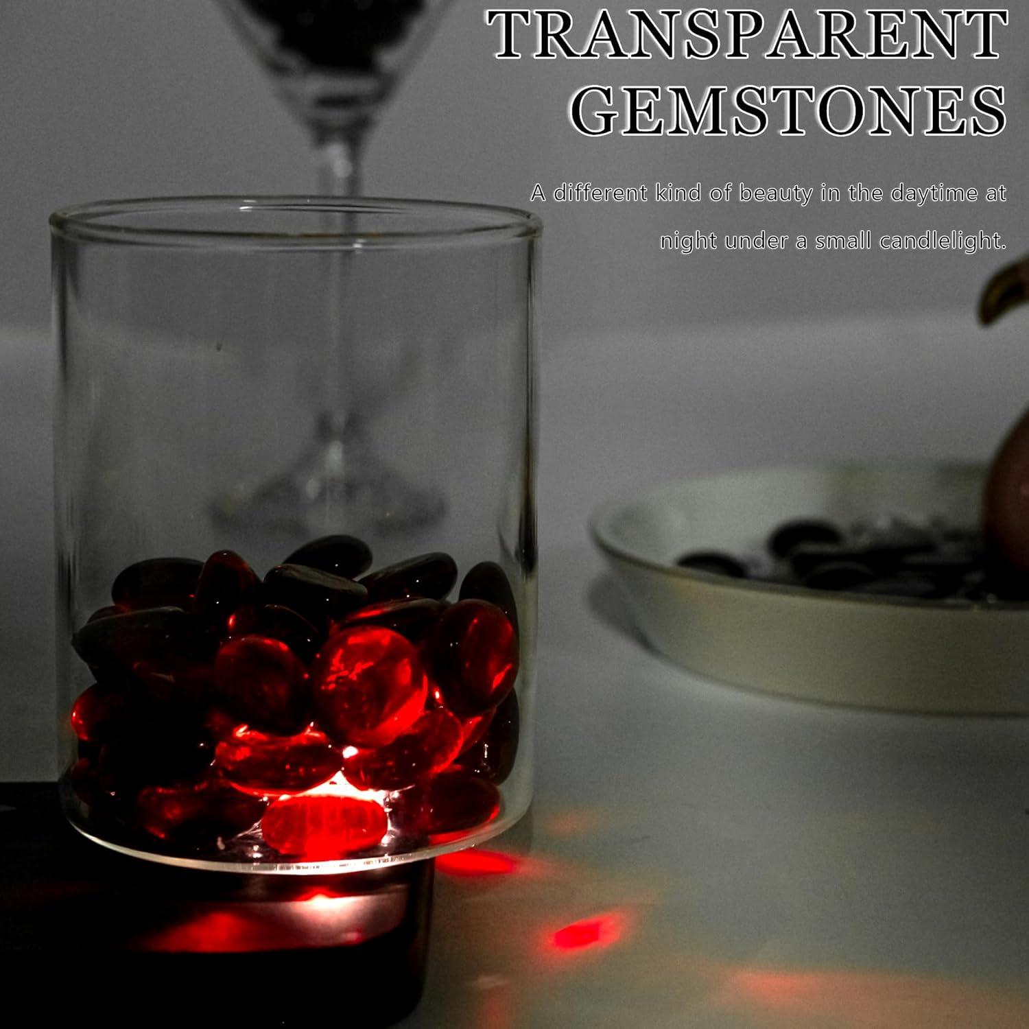 Meschett 50PCS Gemas de Vidrio Rojas para Decoración