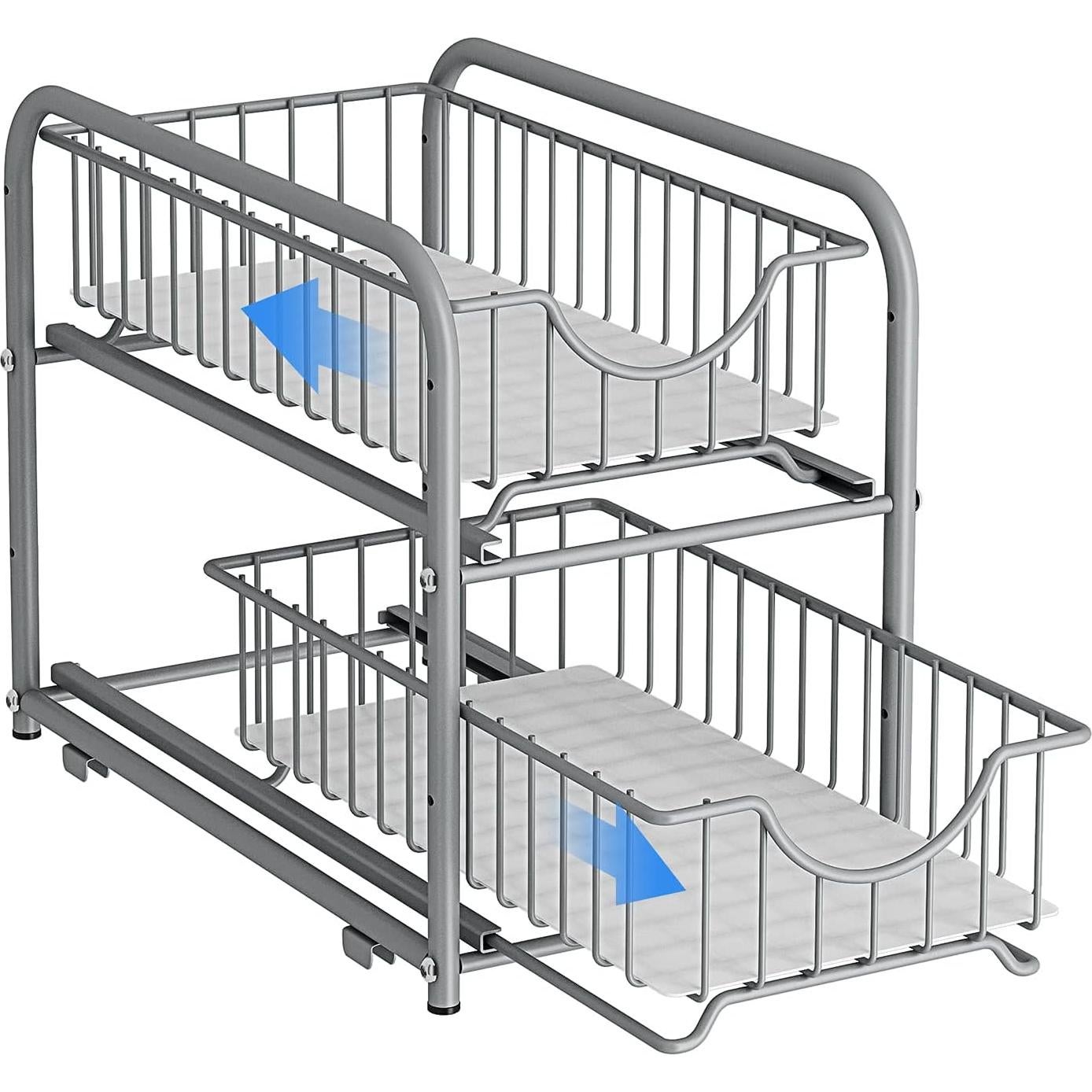 Organizador de Cestas Deslizantes Apilables AIYAKA 2 Niveles Plateado