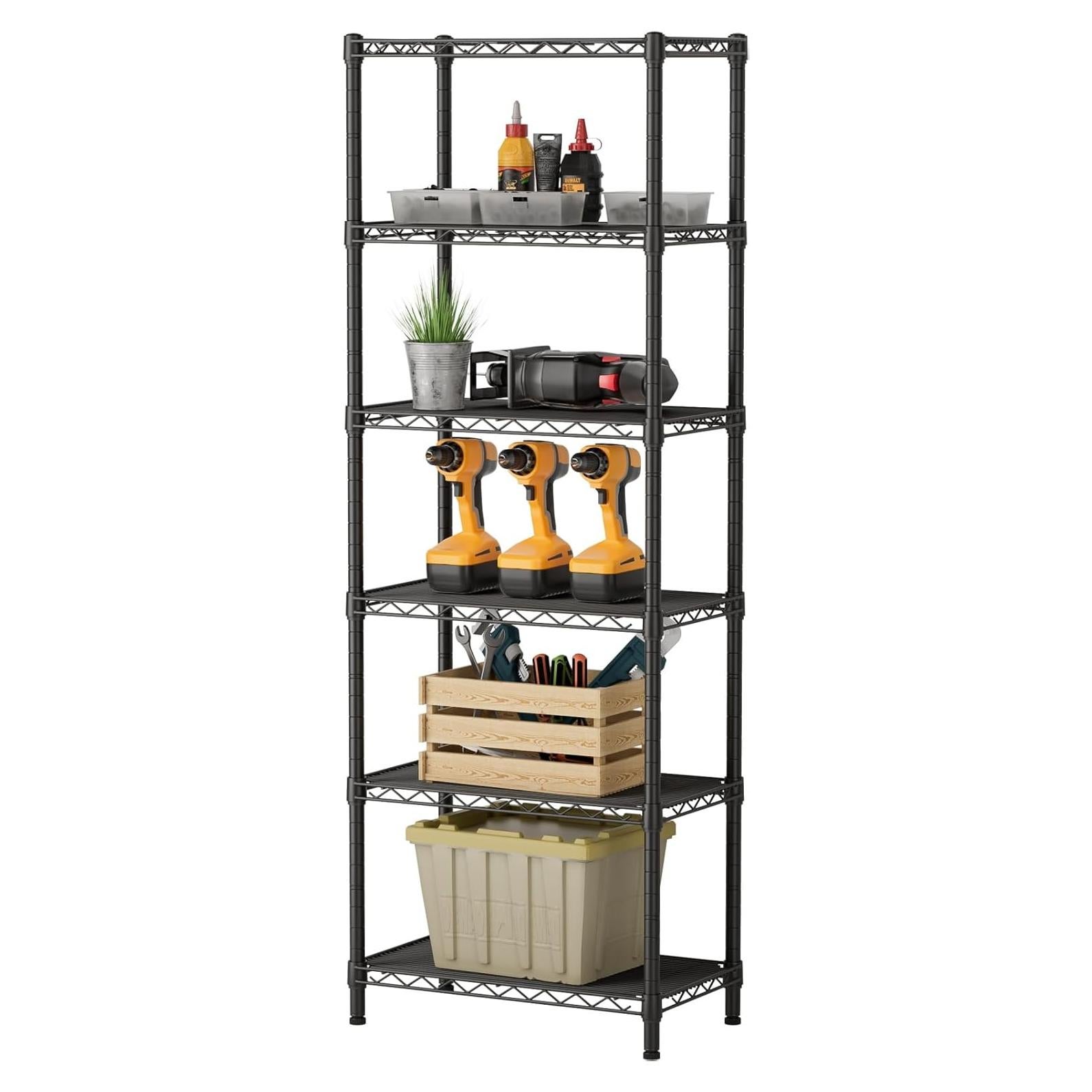 Estante de Alambre SINGAYE 6 Niveles Ajustable Negro 152.9 cm