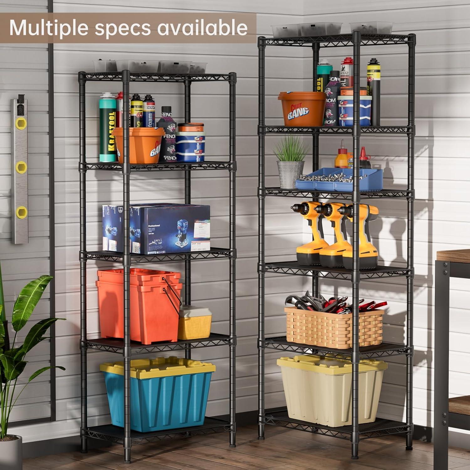 Estante de Alambre SINGAYE 6 Niveles Ajustable Negro 152.9 cm