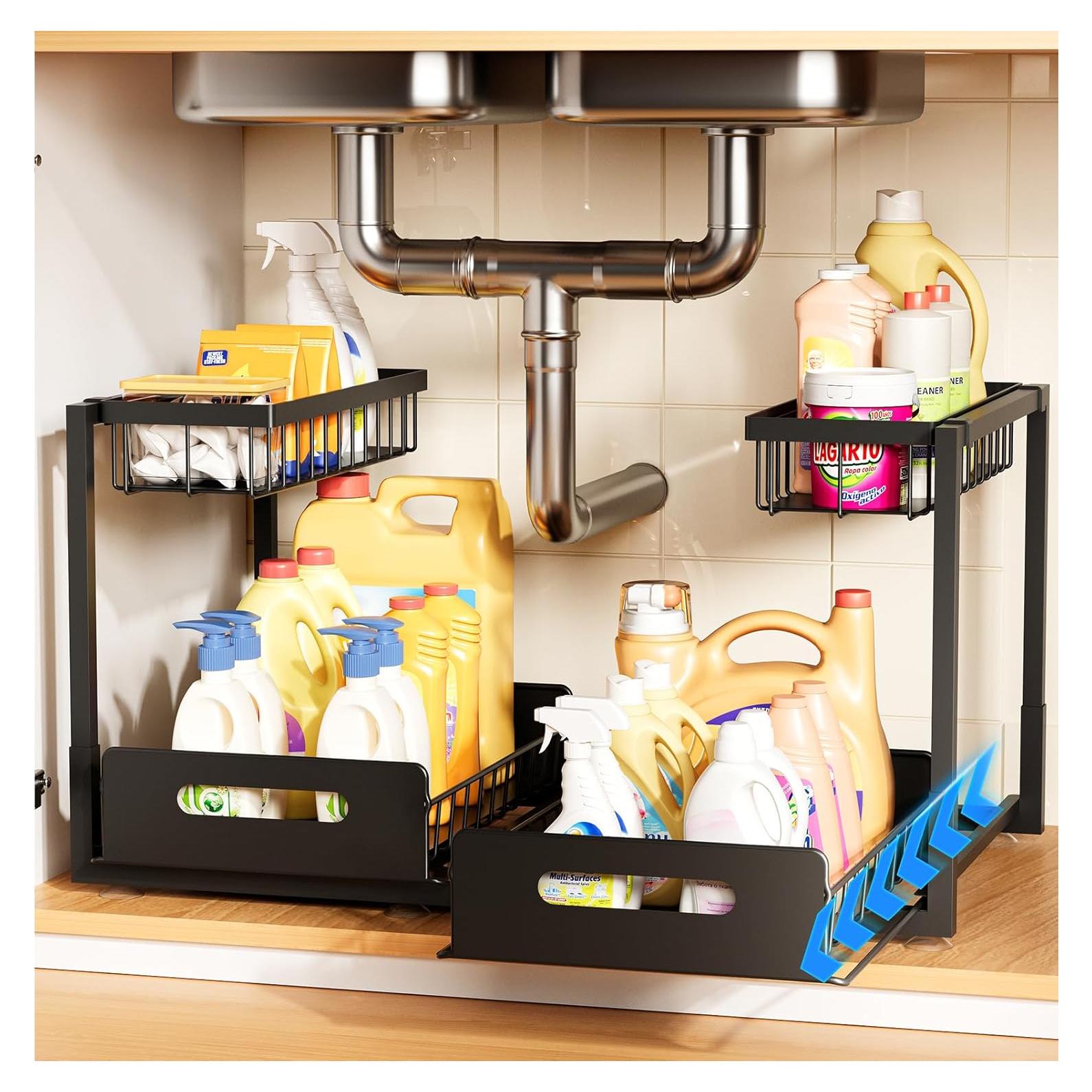 Organizador Bajo Fregadero AIDIAM 2 Paquete Metal Negro