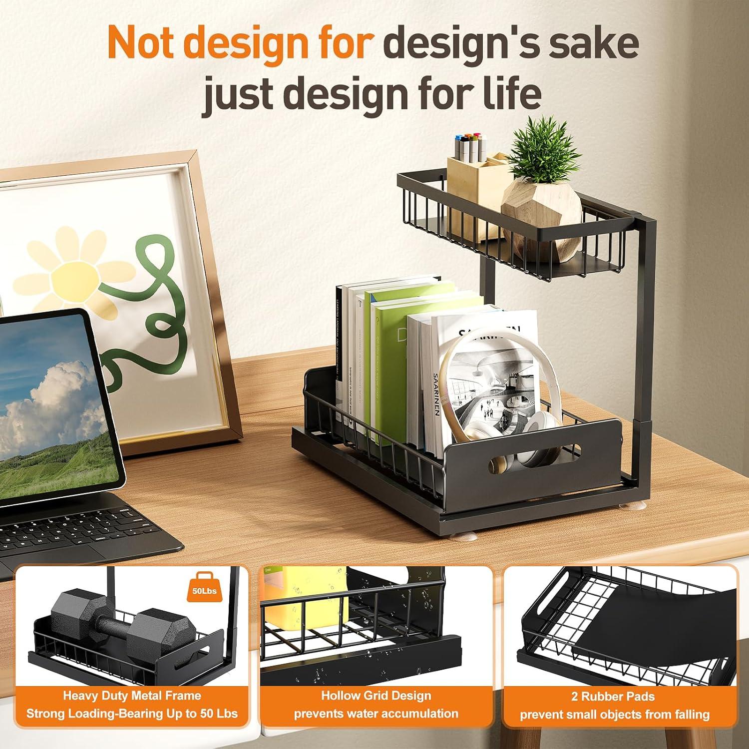 Organizador Bajo Fregadero AIDIAM 2 Paquete Metal Negro