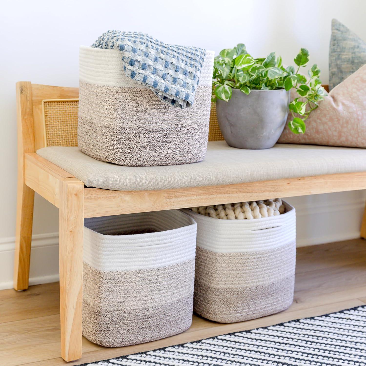Cestas de Almacenamiento NaturalCozy 11" Algodón Paquete de 3