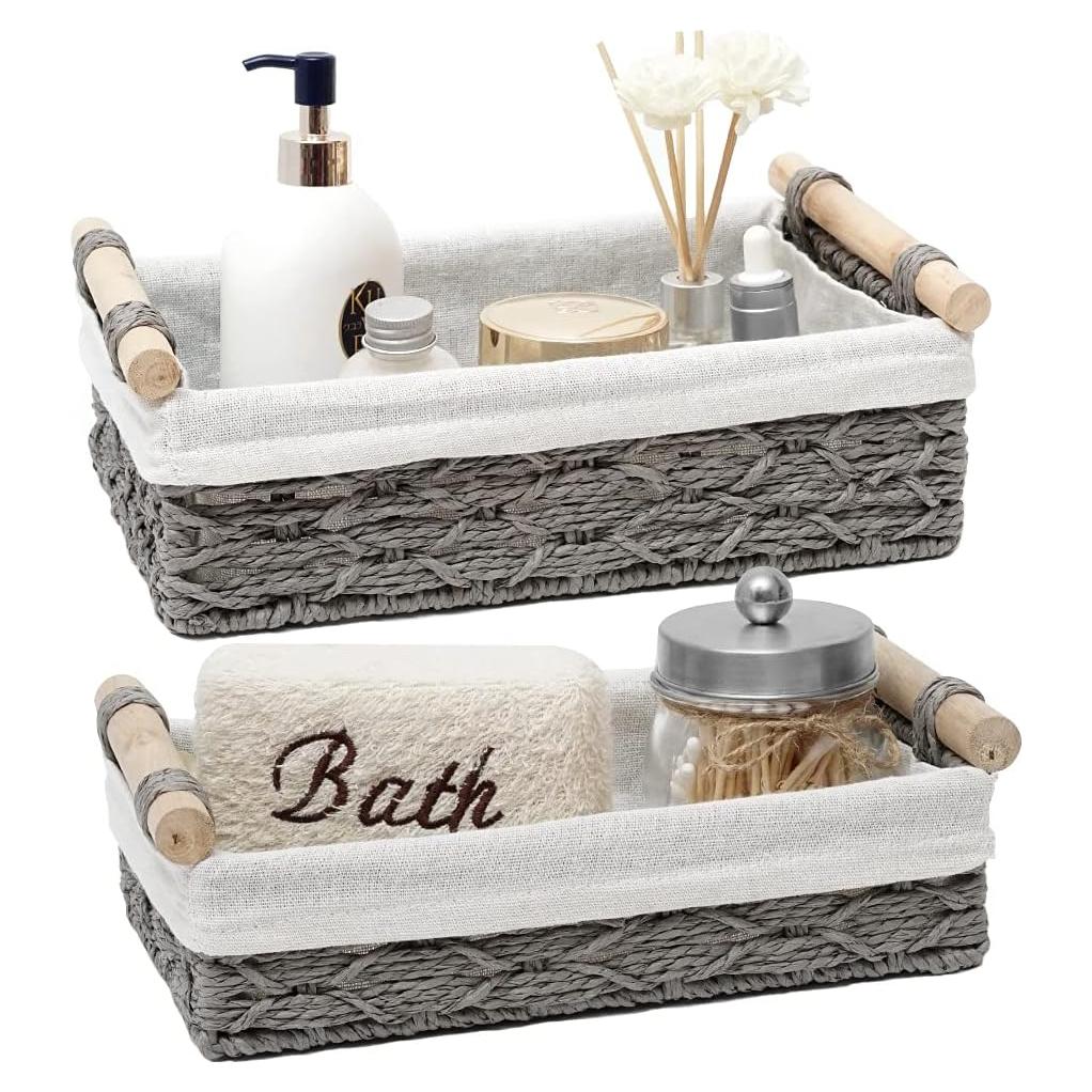 Cesta de Almacenamiento DUOER Gris Hecha a Mano - Juego de 2