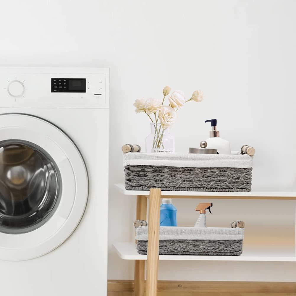 Cesta de Almacenamiento DUOER Gris Hecha a Mano - Juego de 2