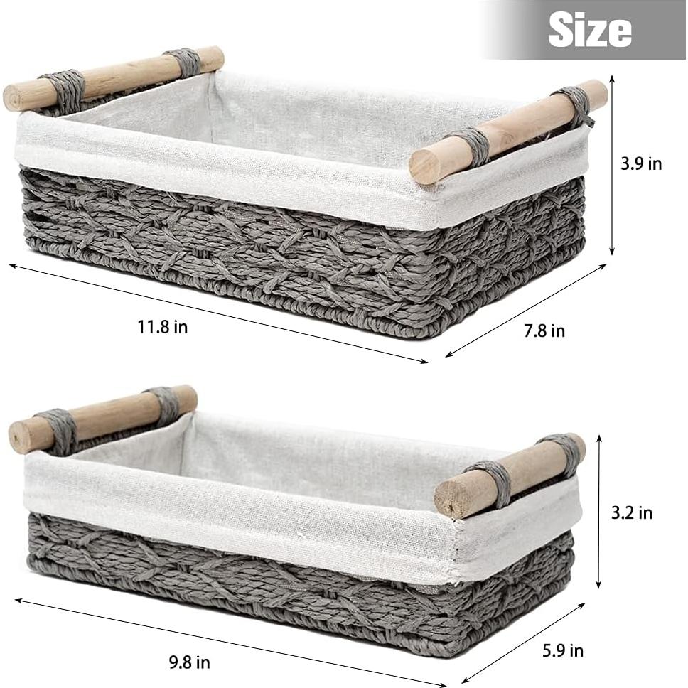 Cesta de Almacenamiento DUOER Gris Hecha a Mano - Juego de 2