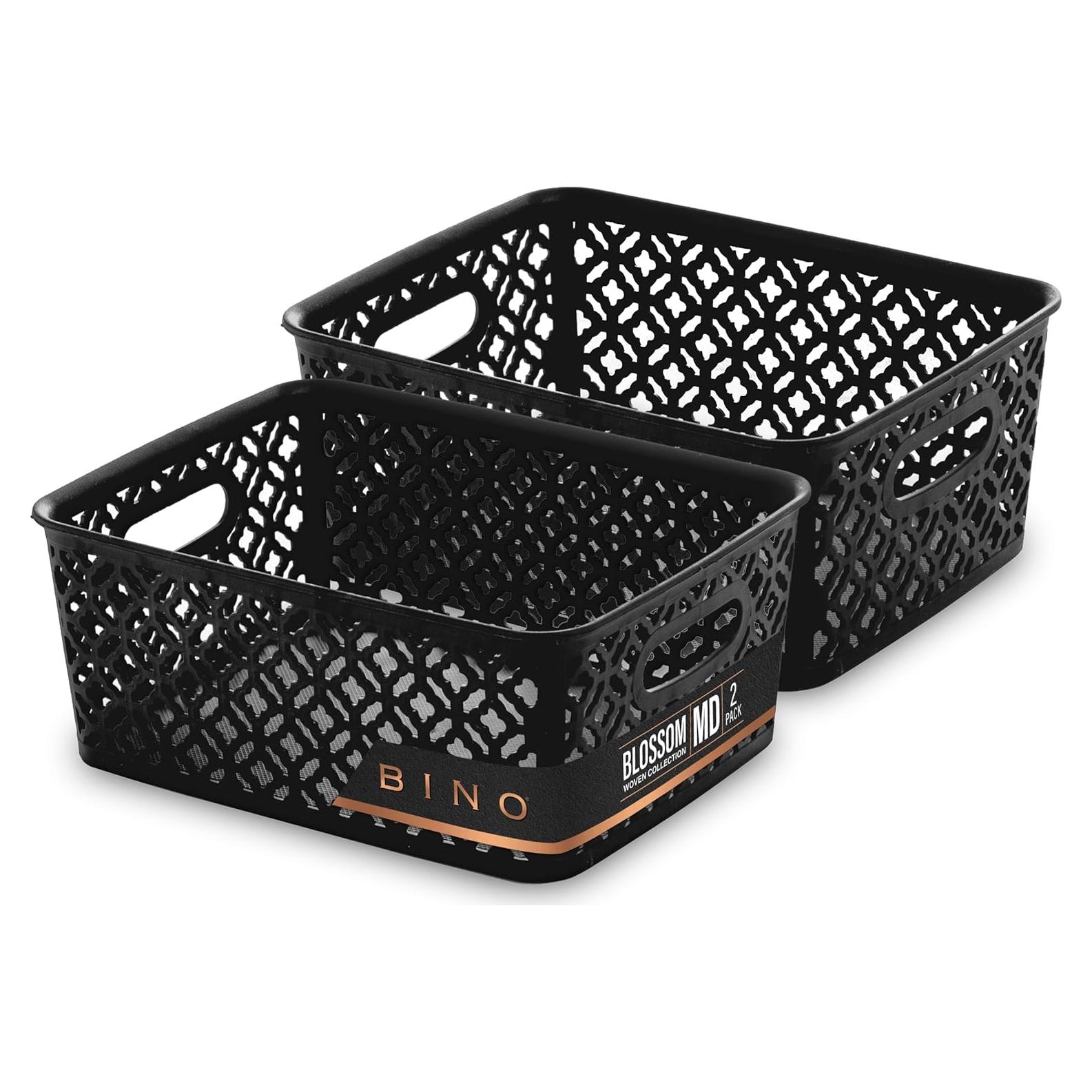 Cestas de Almacenamiento BINO 2PK Medianas Negras - Plástico Tejido