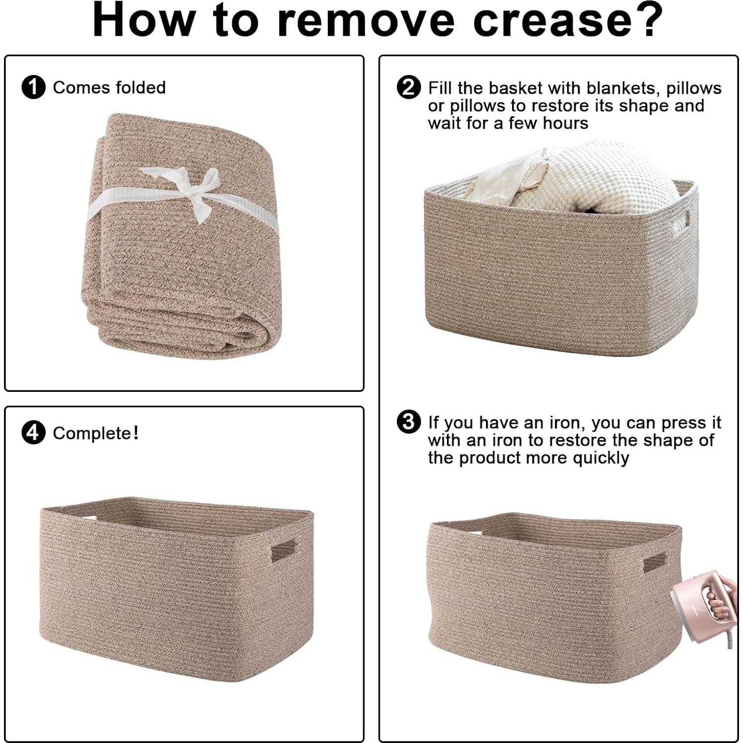 Canasta Grande de Almacenamiento OIAHOMY 56x43x30cm Algodón Marrón