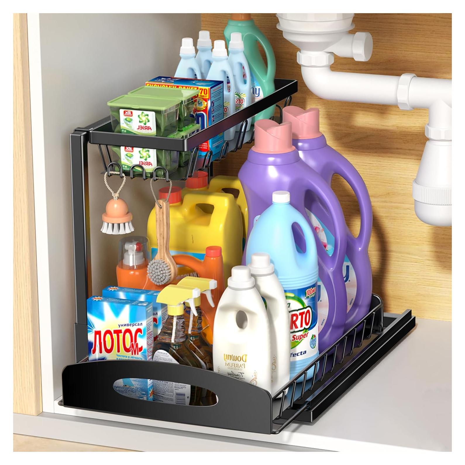 Organizador de Fregadero 2 Niveles Fkprorjv Metal Negro