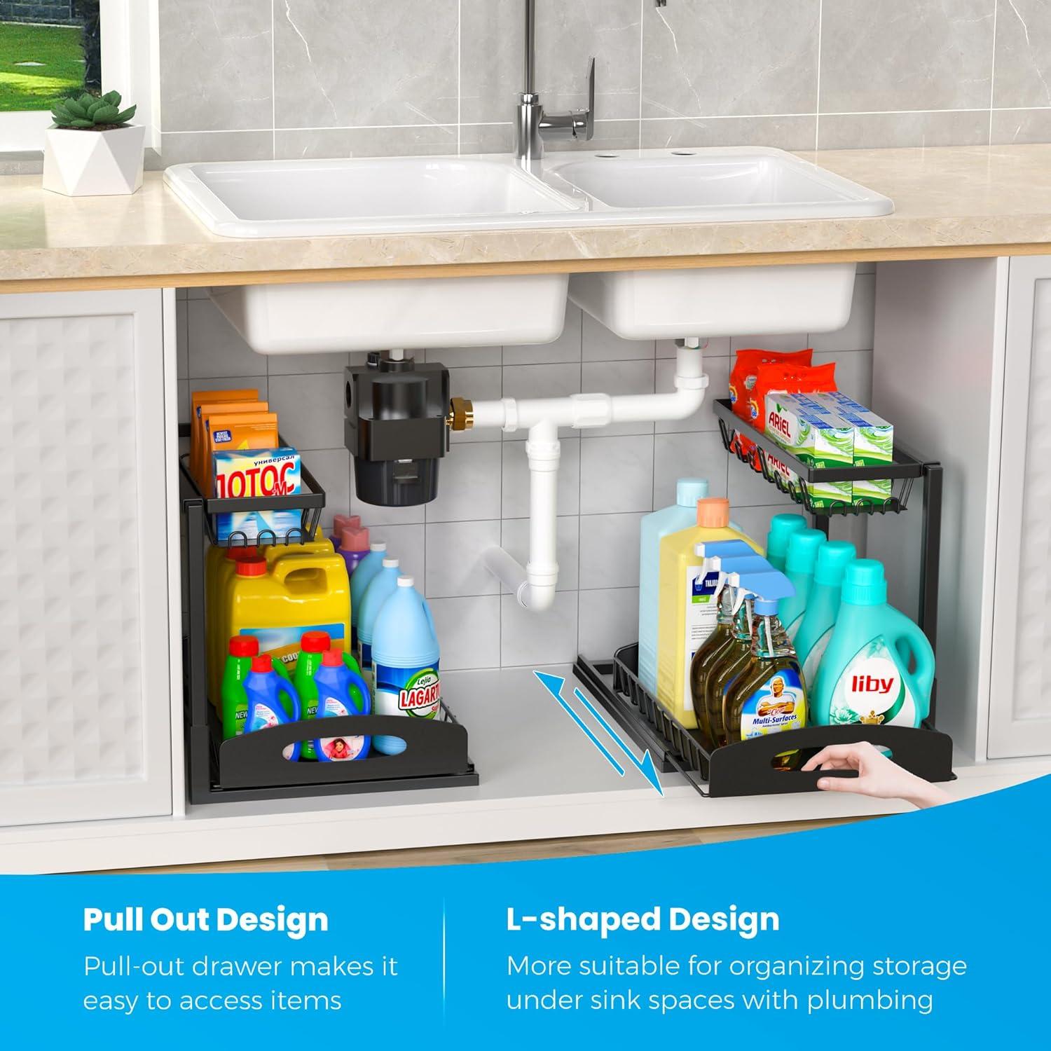 Organizador de Fregadero 2 Niveles Fkprorjv Metal Negro