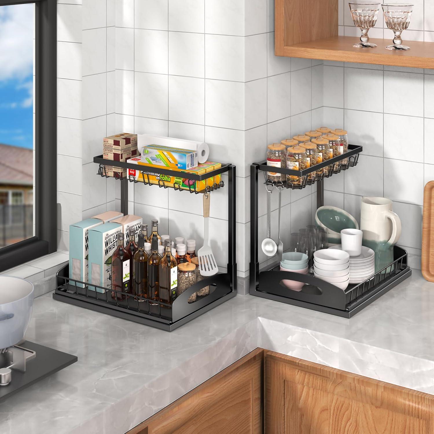 Organizador de Fregadero 2 Niveles Fkprorjv Metal Negro