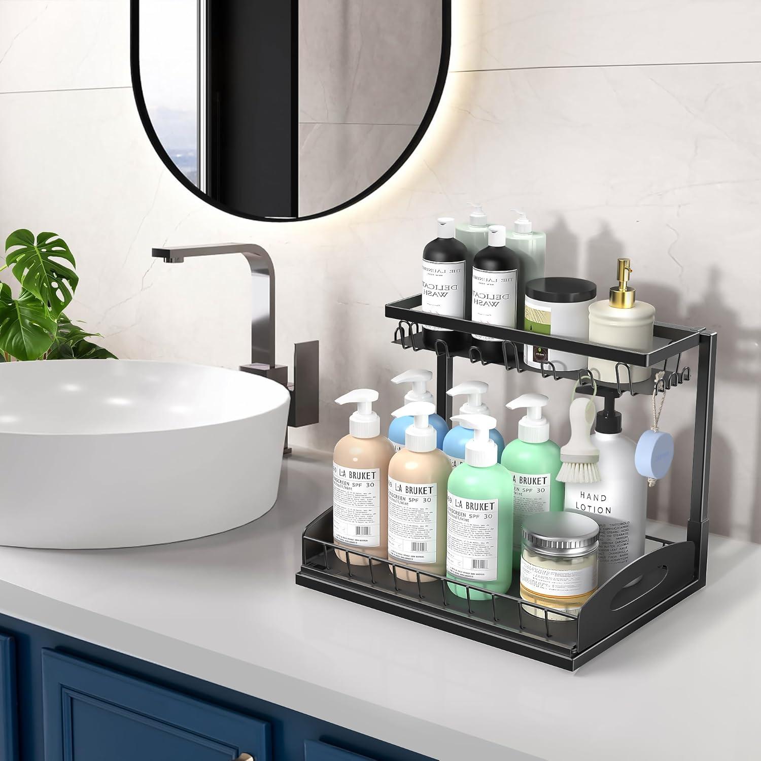 Organizador de Fregadero 2 Niveles Fkprorjv Metal Negro