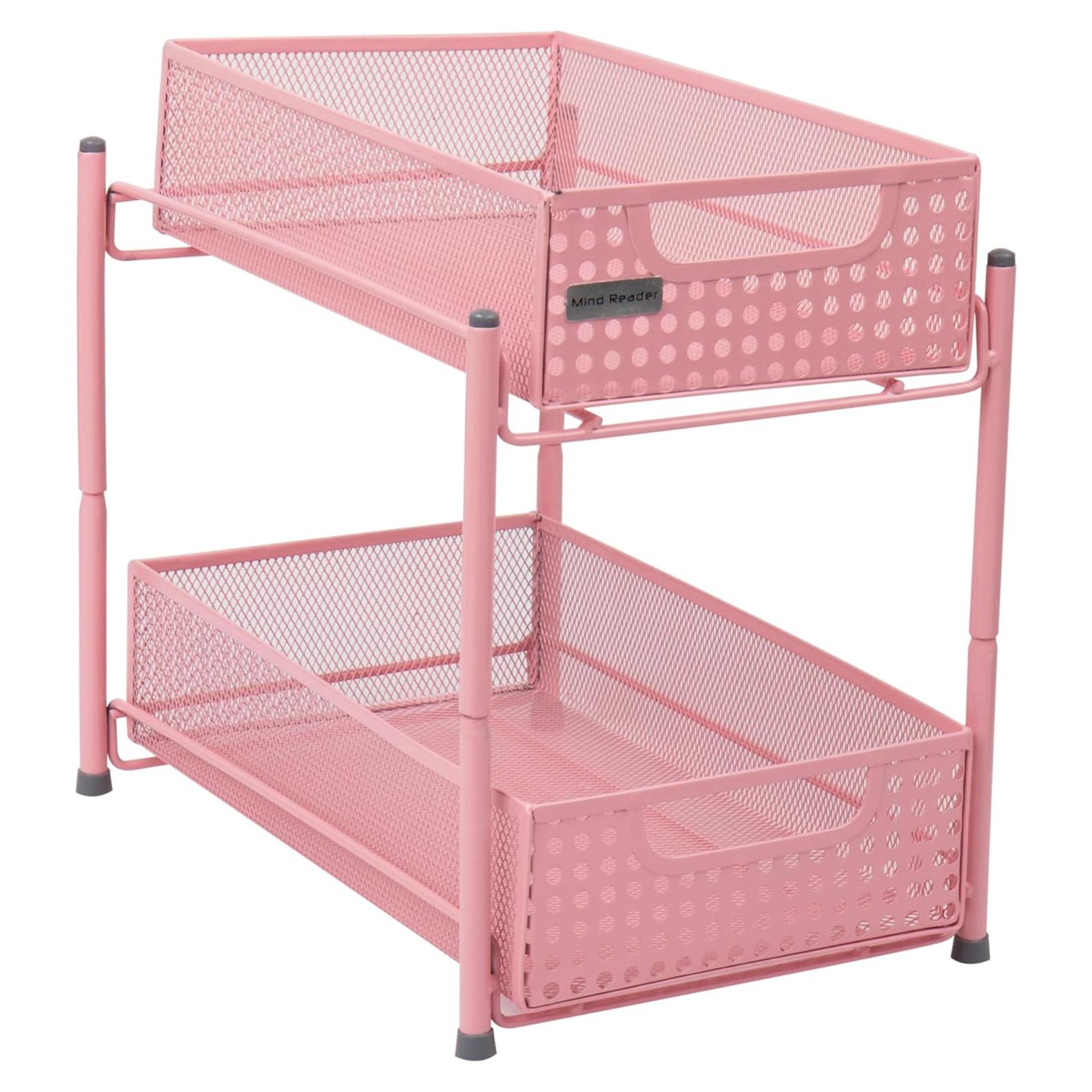 Organizador de Oficina Rosa Mind Reader, Malla de Metal, 20.3x31.8x28.6 cm