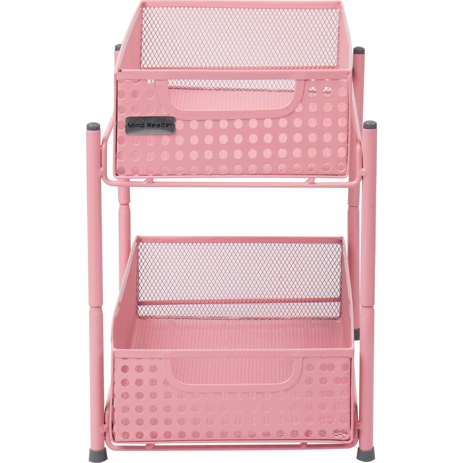 Organizador de Oficina Rosa Mind Reader, Malla de Metal, 20.3x31.8x28.6 cm