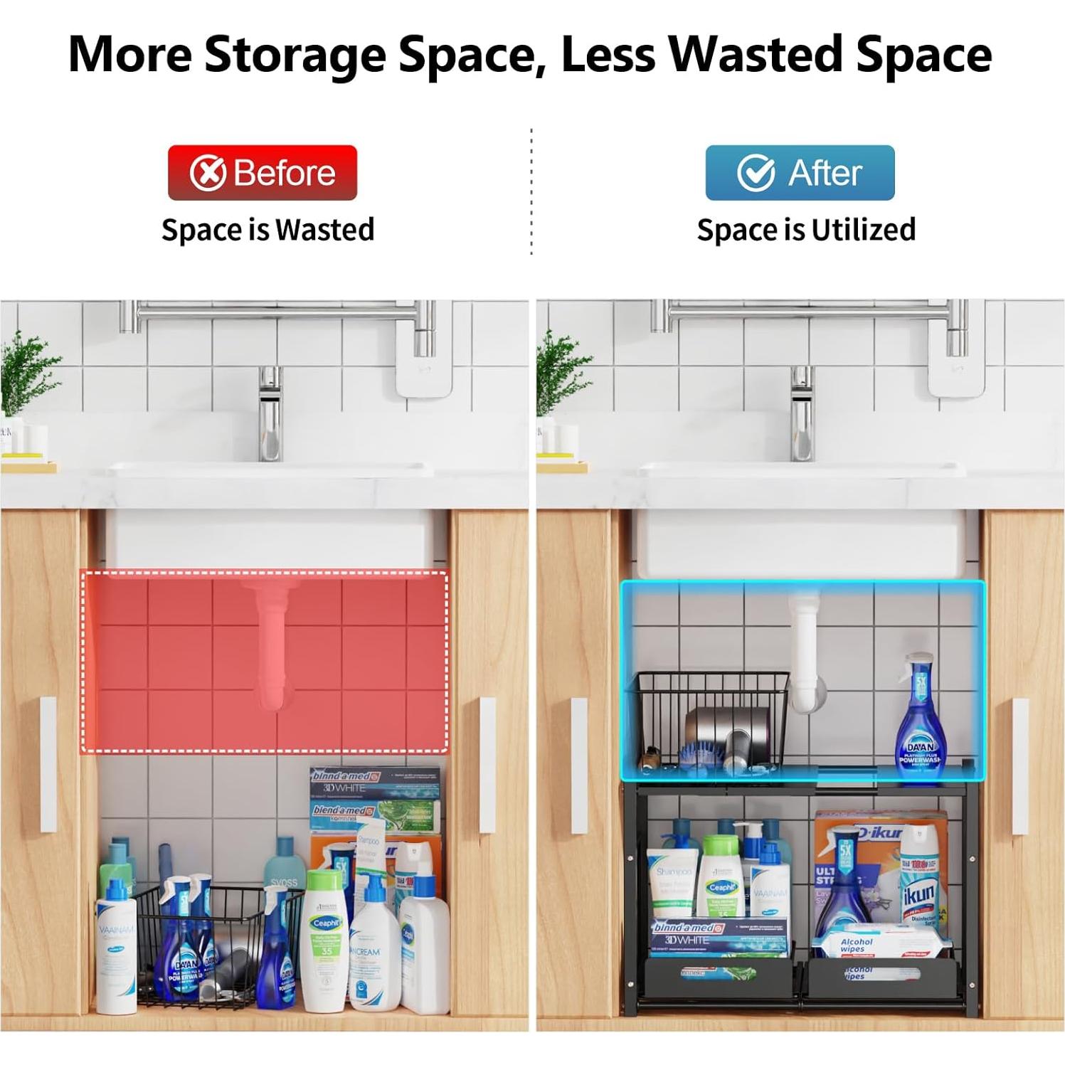 Organizador Bajo Fregadero iSPECLE Expandible 2 Niveles 55-82 cm