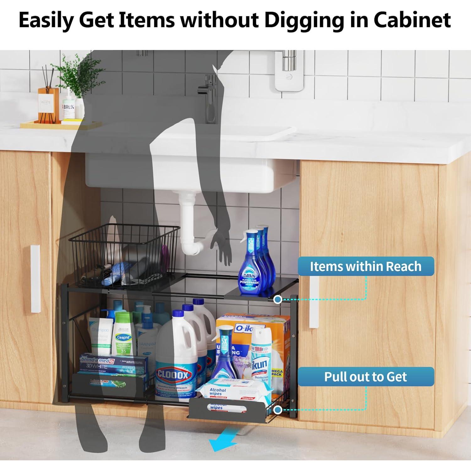 Organizador Bajo Fregadero iSPECLE Expandible 2 Niveles 55-82 cm