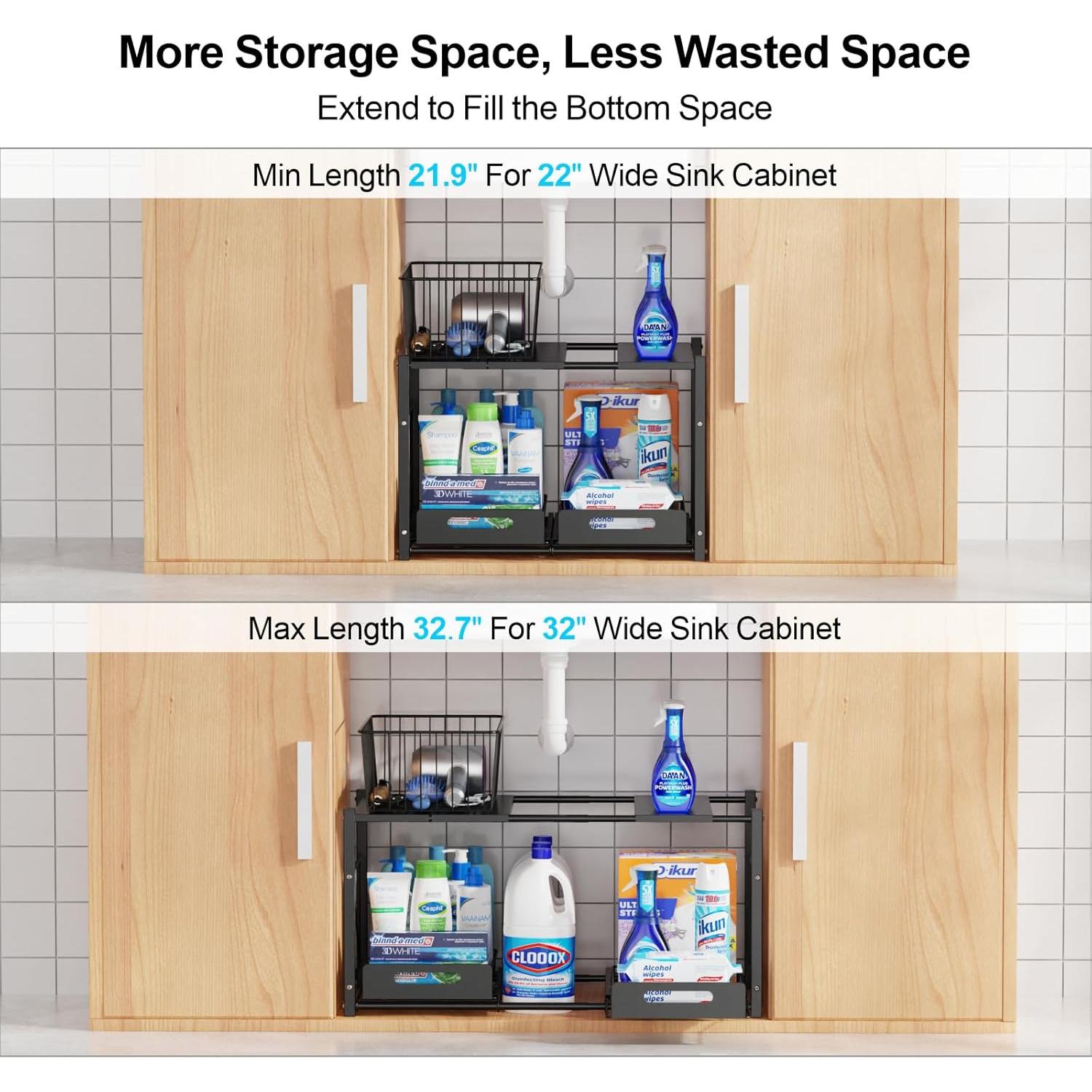 Organizador Bajo Fregadero iSPECLE Expandible 2 Niveles 55-82 cm