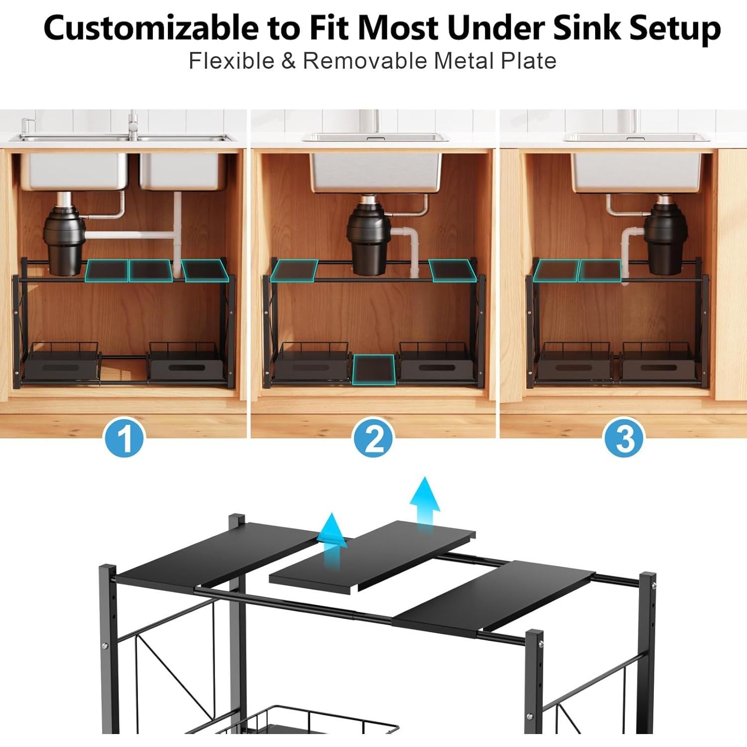 Organizador Bajo Fregadero iSPECLE Expandible 2 Niveles 55-82 cm