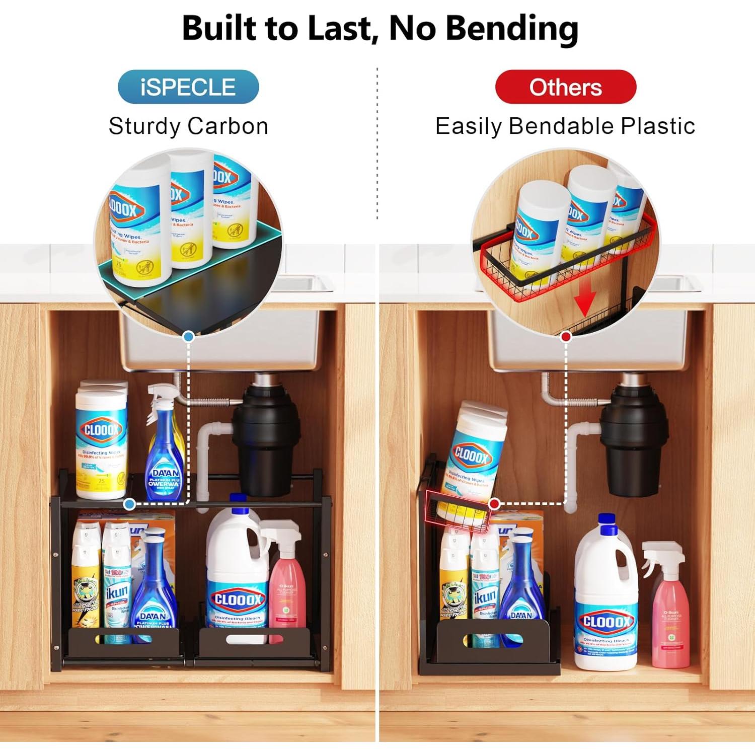 Organizador Bajo Fregadero iSPECLE Expandible 2 Niveles 55-82 cm