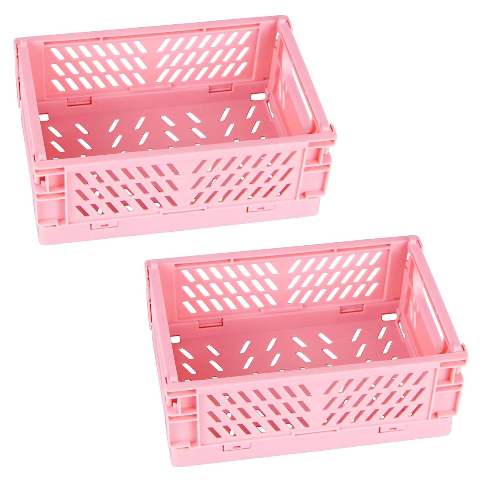 Cestas Plásticas Plegables Tixill 2 Unidades Rosa 10x15cm