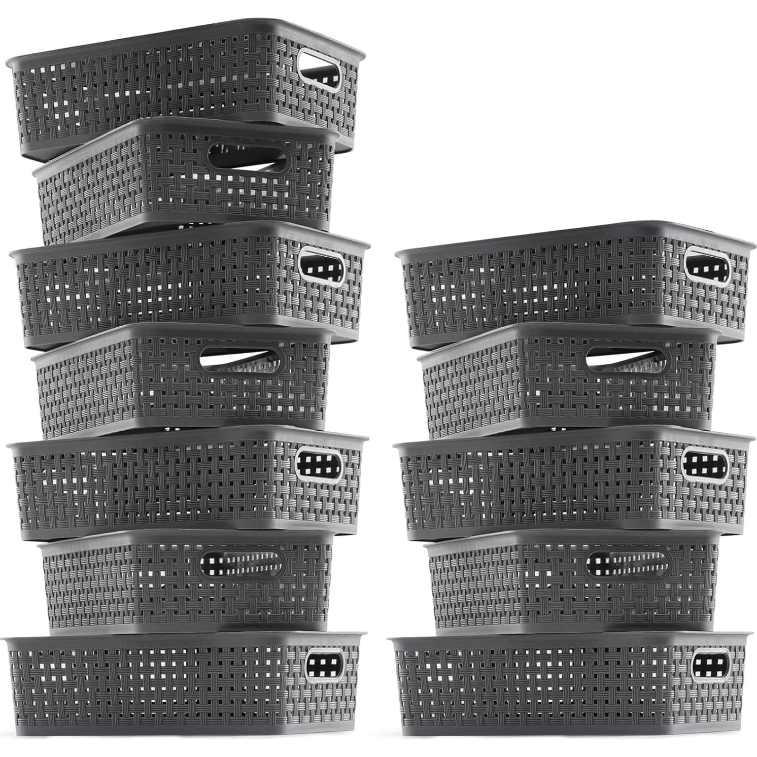 Cestas de Almacenamiento Plástico NETANY 12 Piezas 26.9x18.3cm