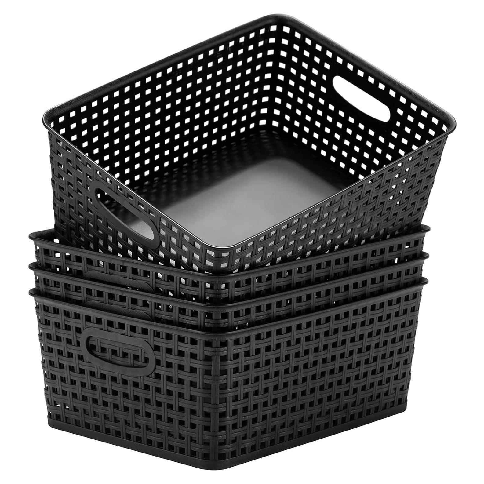 Cestas de Almacenamiento Plástico Esliter 29x22x11 cm - Paquete de 4