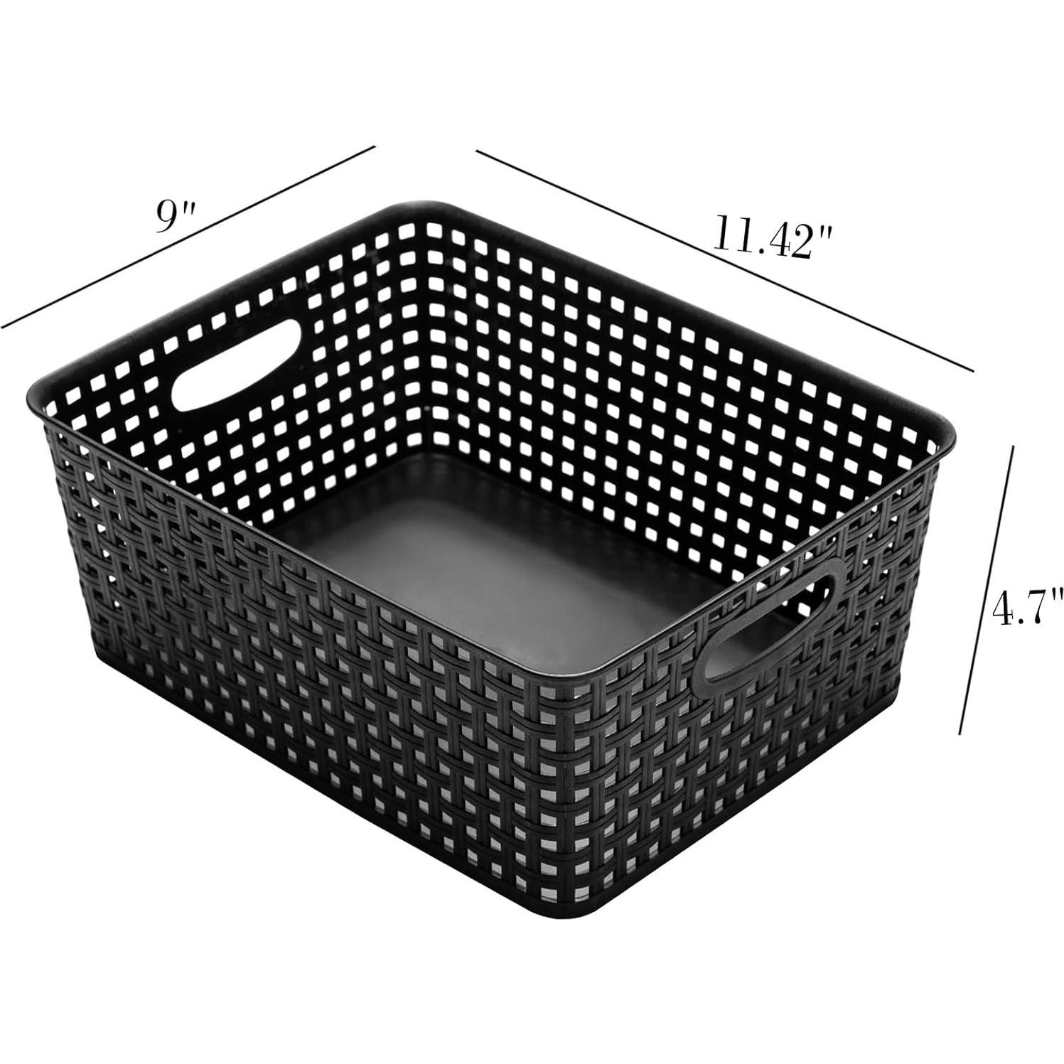 Cestas de Almacenamiento Plástico Esliter 29x22x11 cm - Paquete de 4