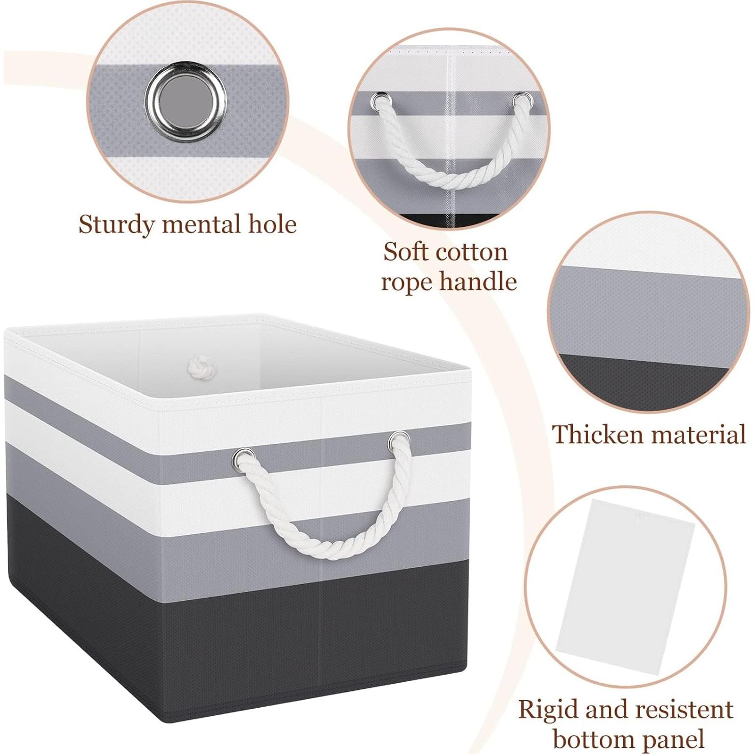 Cesta de Almacenamiento Plegable 3 Unidades Gris Gradiente