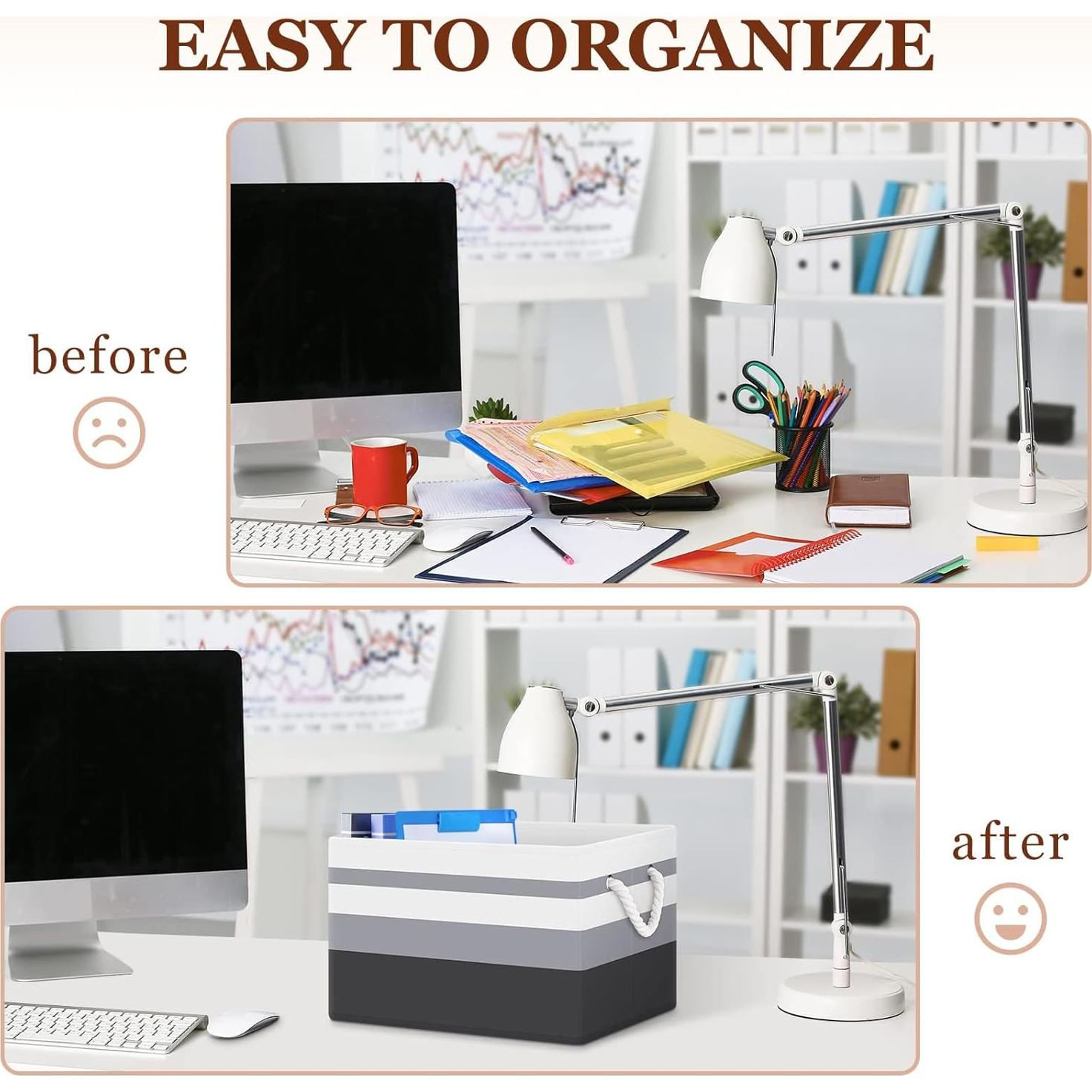 Cesta de Almacenamiento Plegable 3 Unidades Gris Gradiente