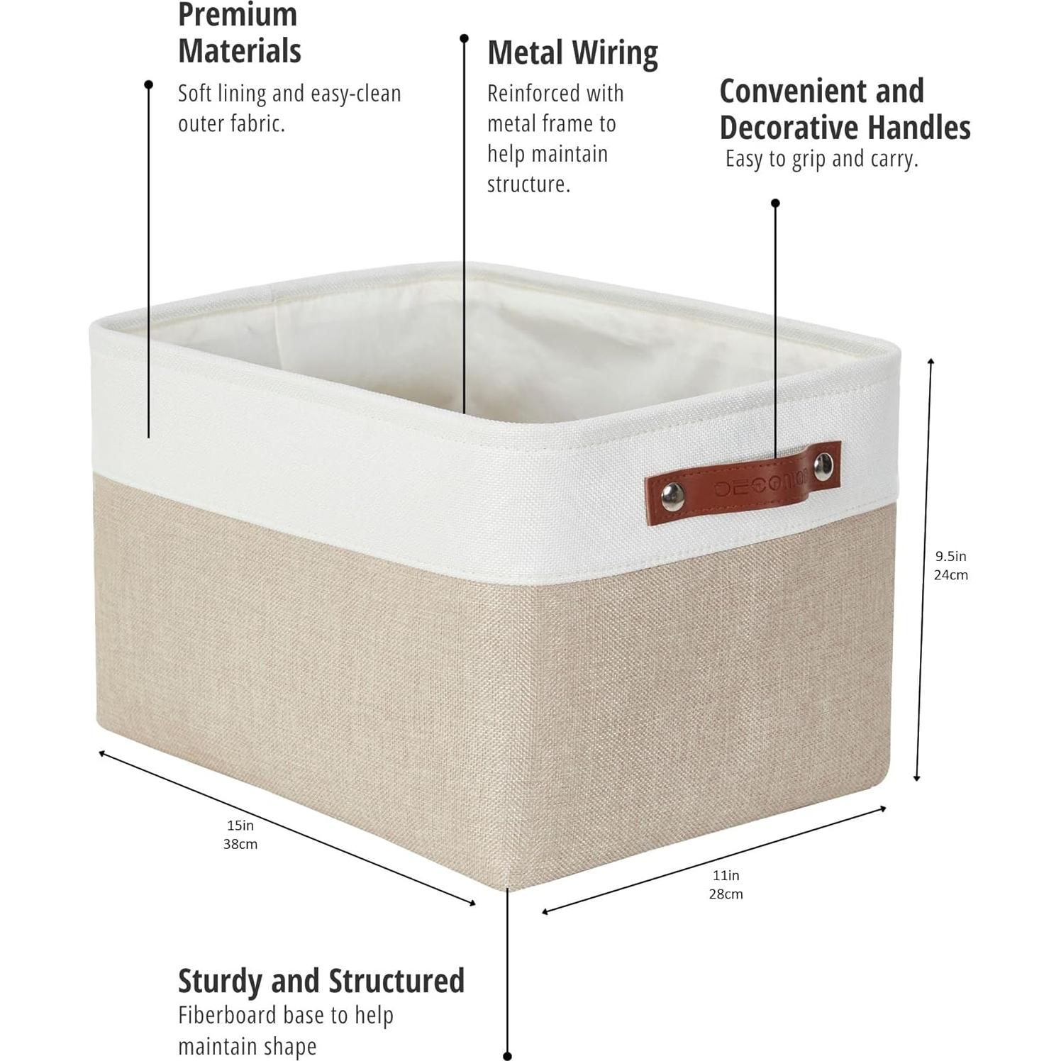 Cestas de Almacenamiento DECOMOMO Grande 4P Beige y Blanco