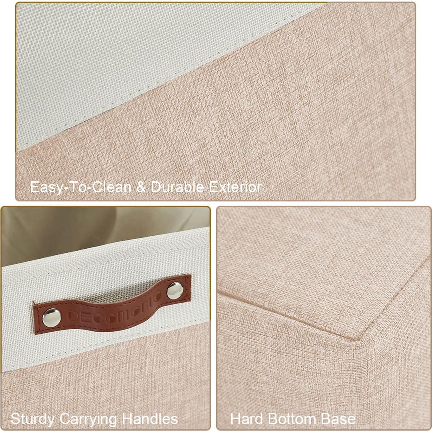 Cestas de Almacenamiento DECOMOMO Grande 4P Beige y Blanco