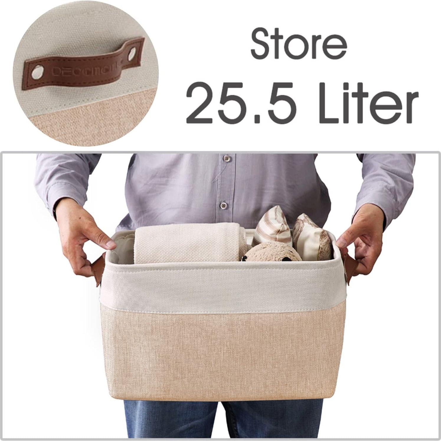 Cestas de Almacenamiento DECOMOMO Grande 4P Beige y Blanco