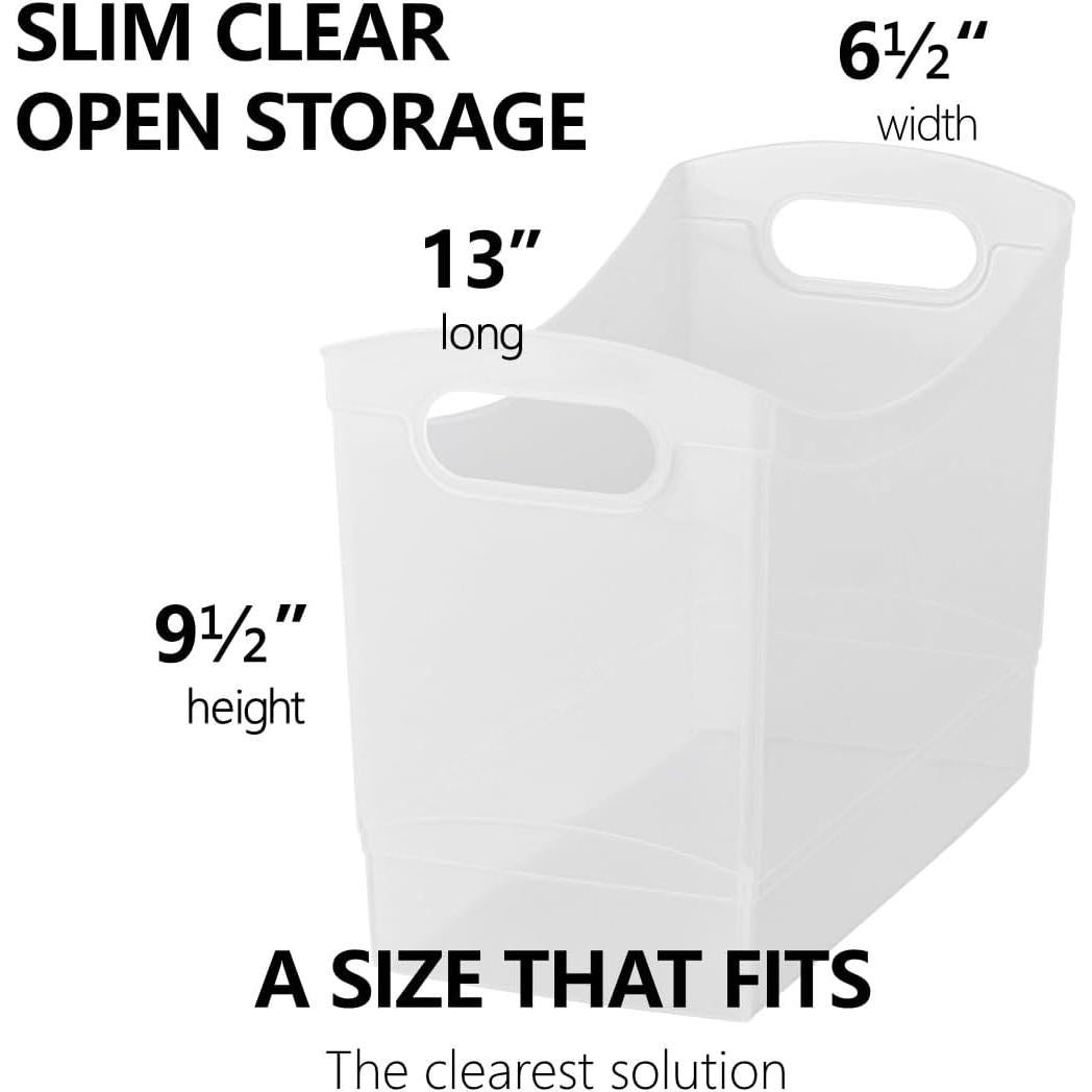Contenedor de Almacenamiento Estrecho 33x23x15 cm - Juego de 2 - Transparente