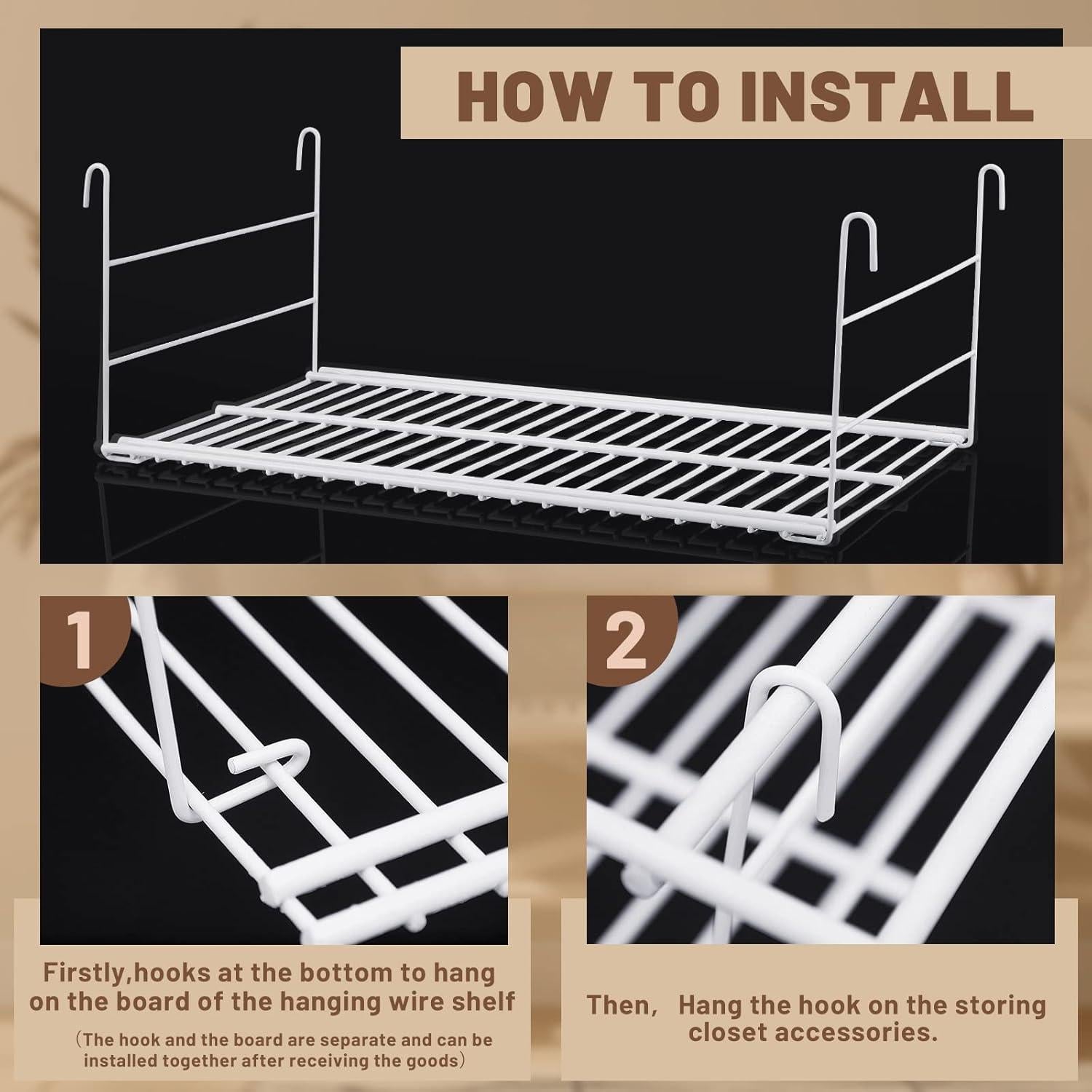 Organizador de Estante Colgante Amylove 4 Piezas Blanco 37.3 cm