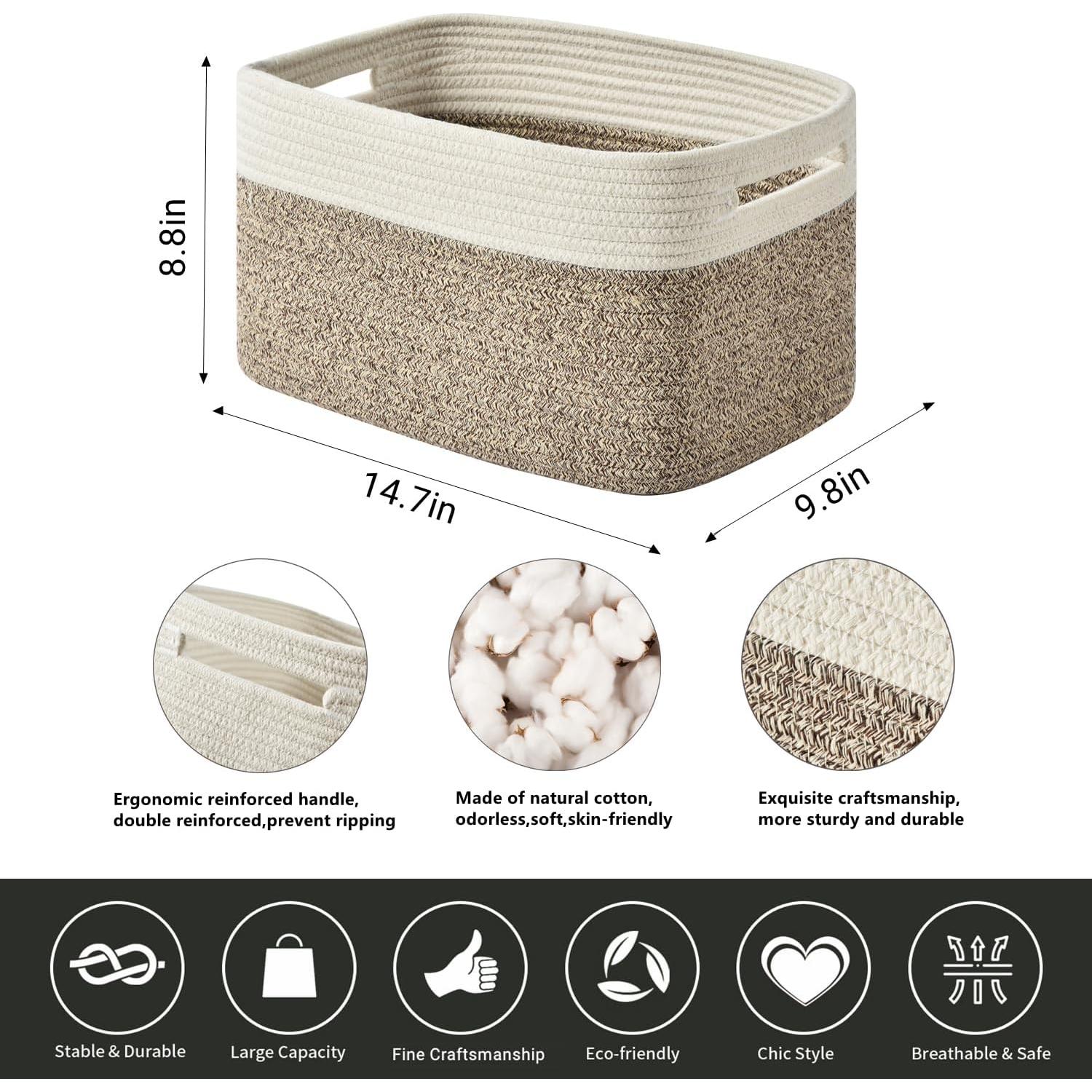 Cestas de Almacenamiento Tejidas Issudata - Paquete de 3, Marrón