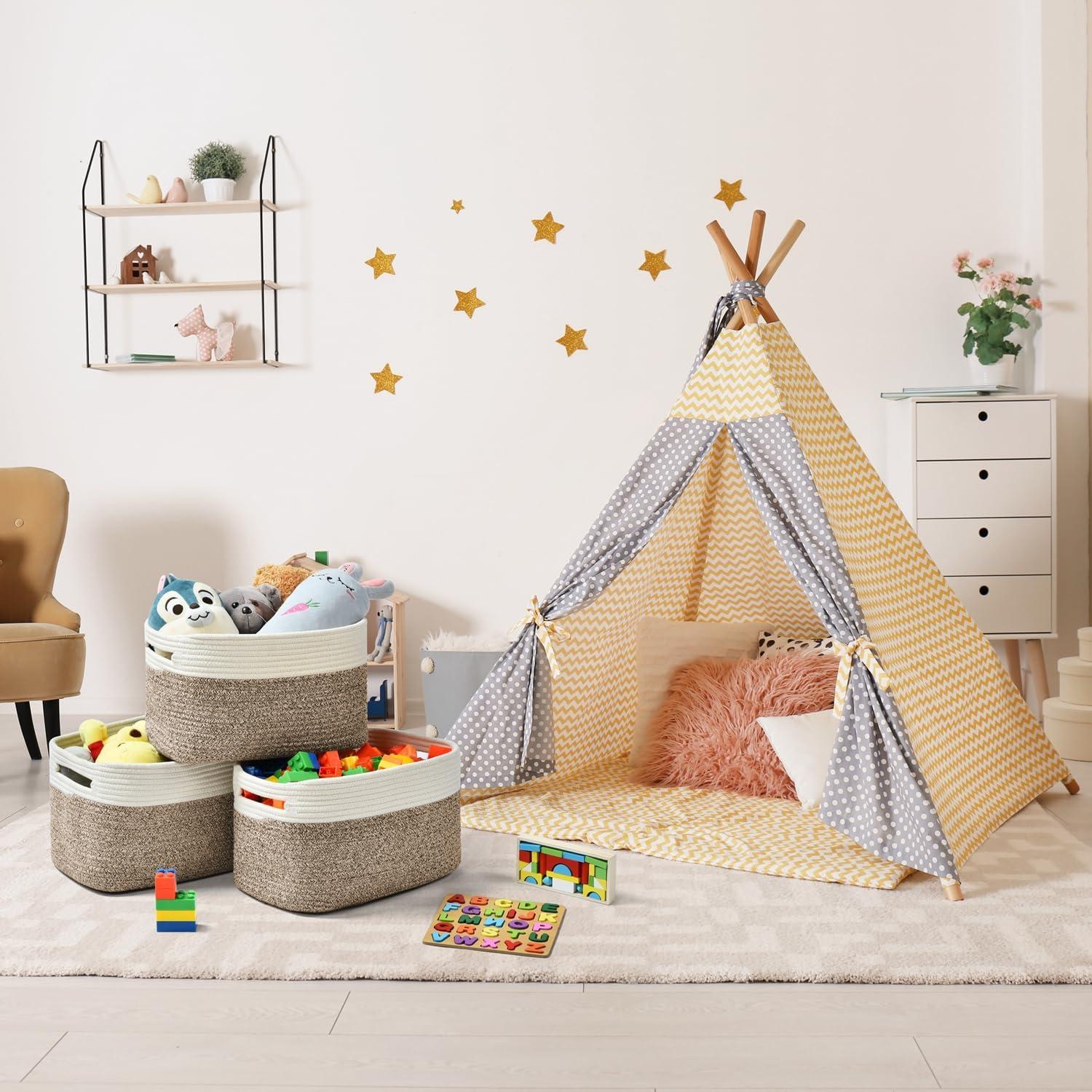 Cestas de Almacenamiento Tejidas Issudata - Paquete de 3, Marrón