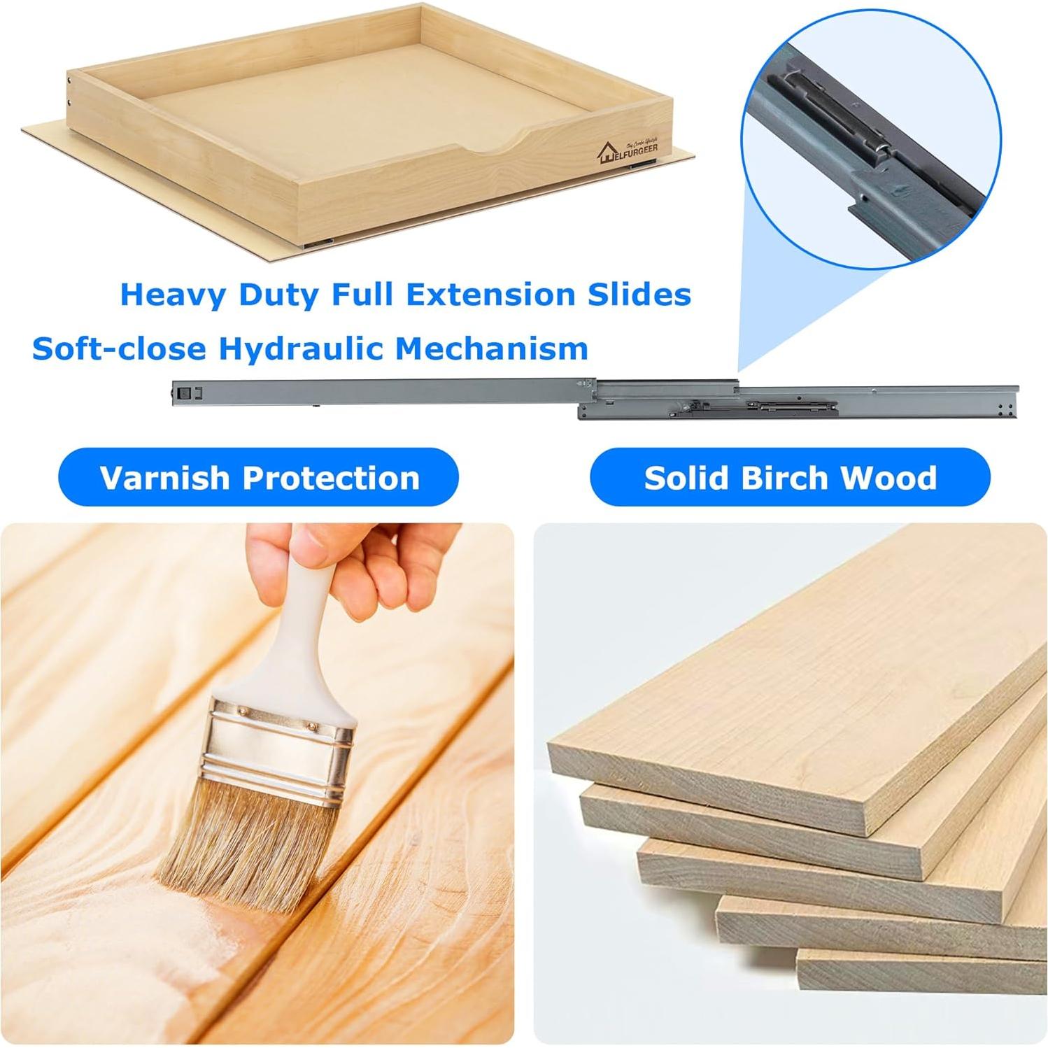 Cajones Extraíbles WelFurGeer 20" x 21" Cierre Suave Madera