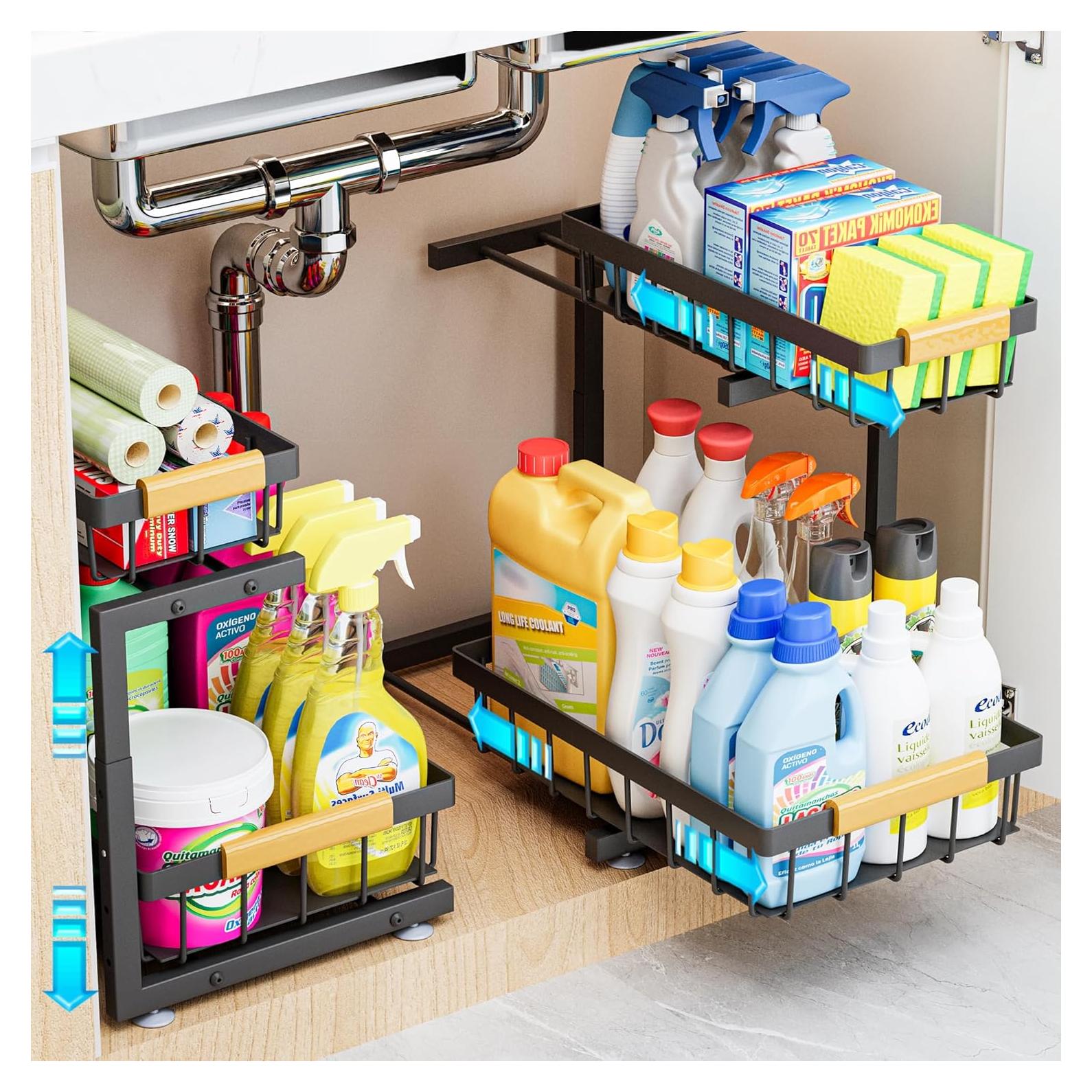 Organizador Bajo Fregadero ADBIU, 2 Niveles Ajustable 33.5-43.7 cm